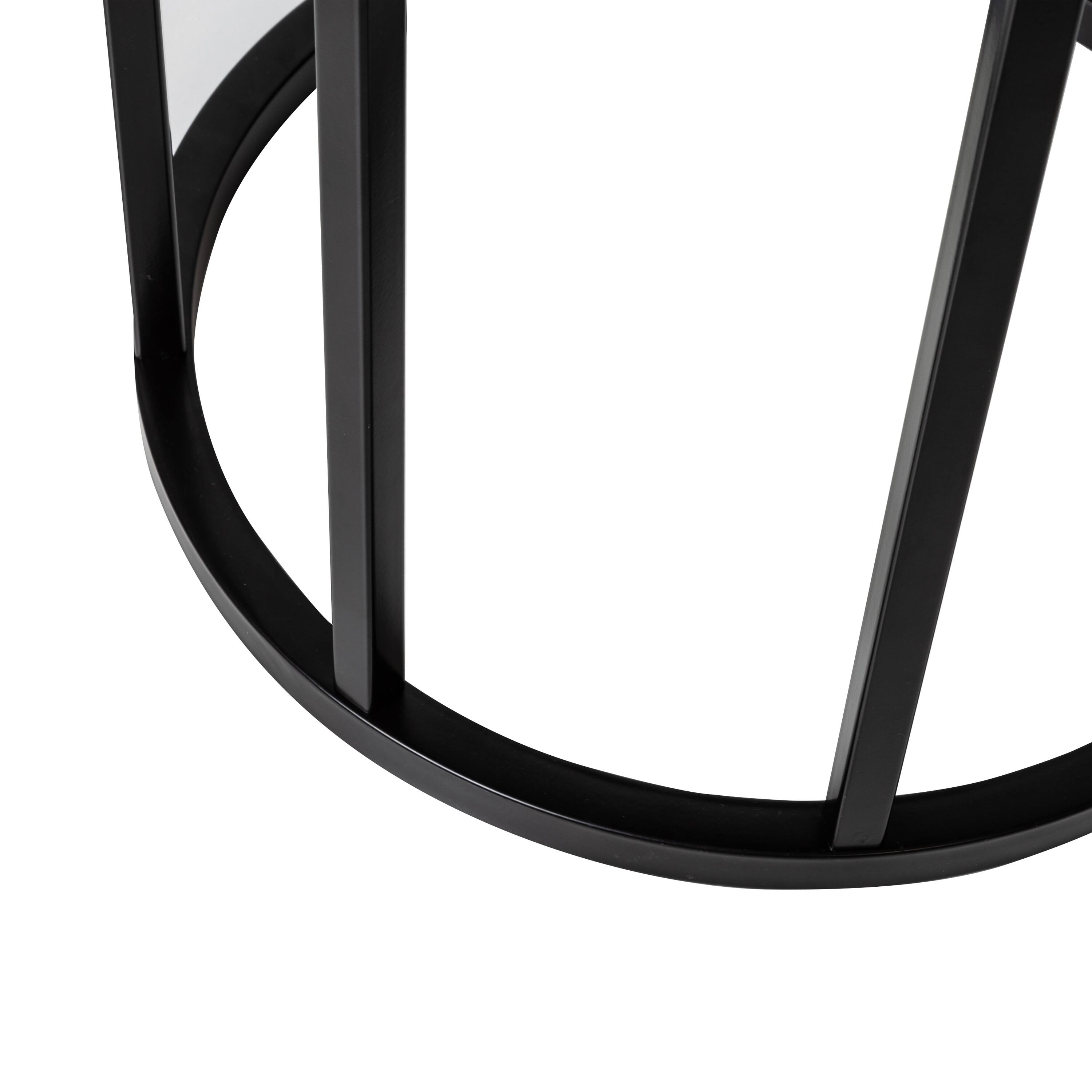 Honey Can Do Black Round C End Table