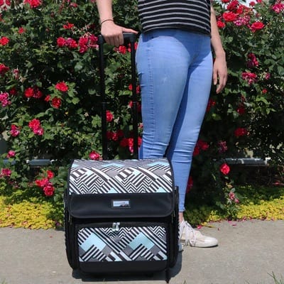 Everything Mary Teal Geometric Deluxe Rolling Craft Case