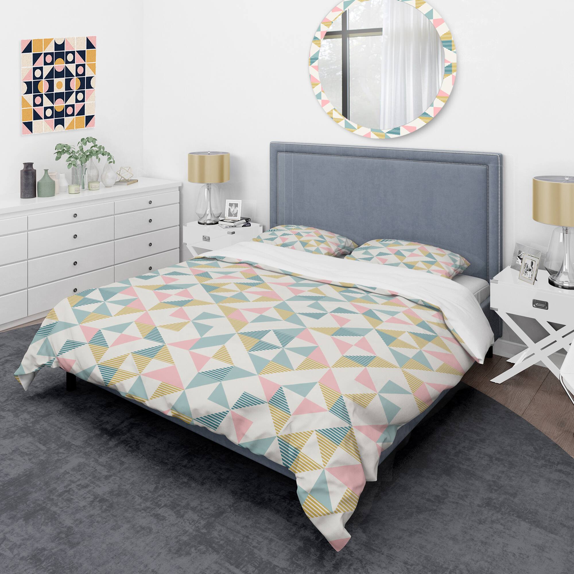 Designart &#x27;Diamond Retro XI&#x27; Mid-Century Duvet Cover Set