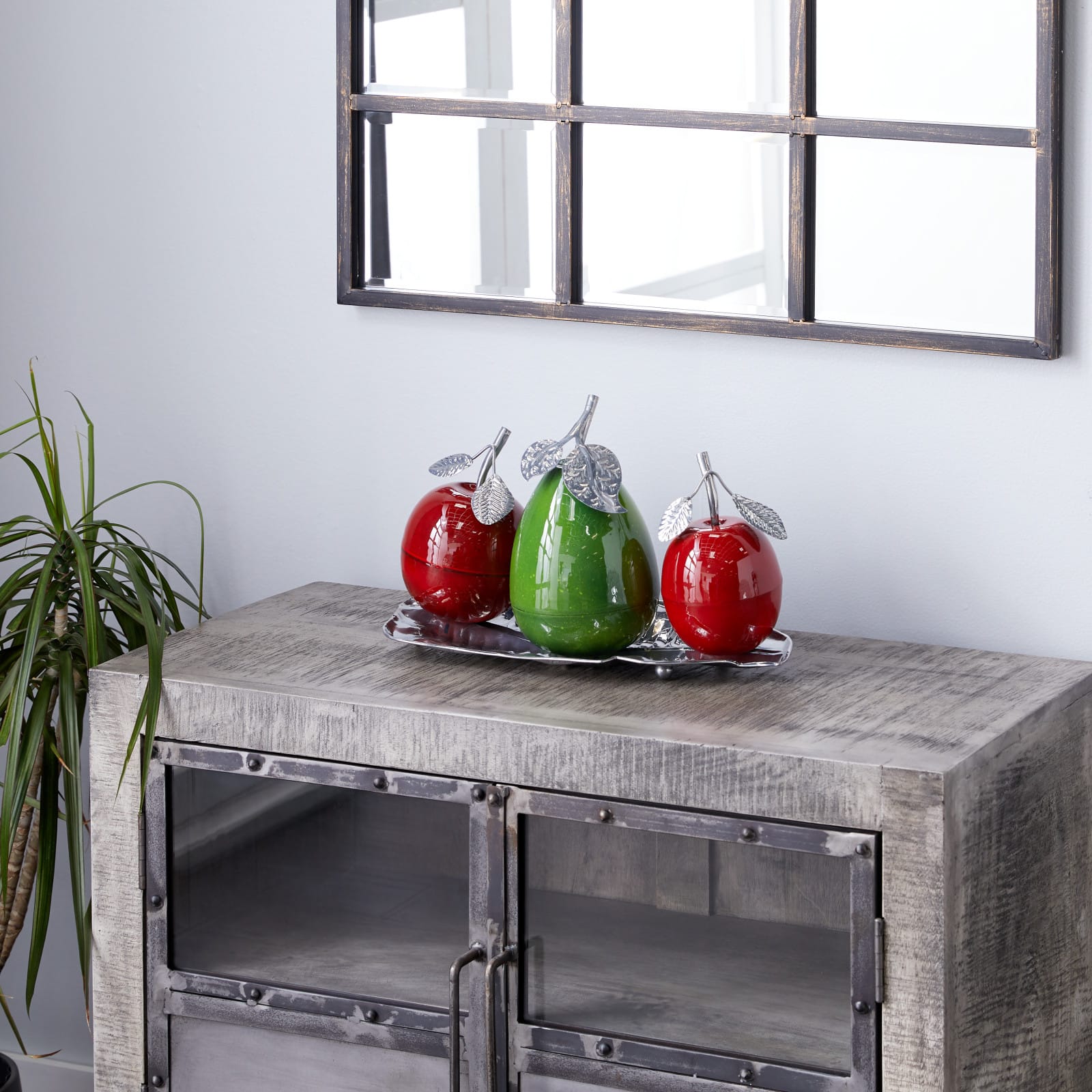 Multi Iron Traditional Decorative Fruit with Tray, 11" x 18" x 10"