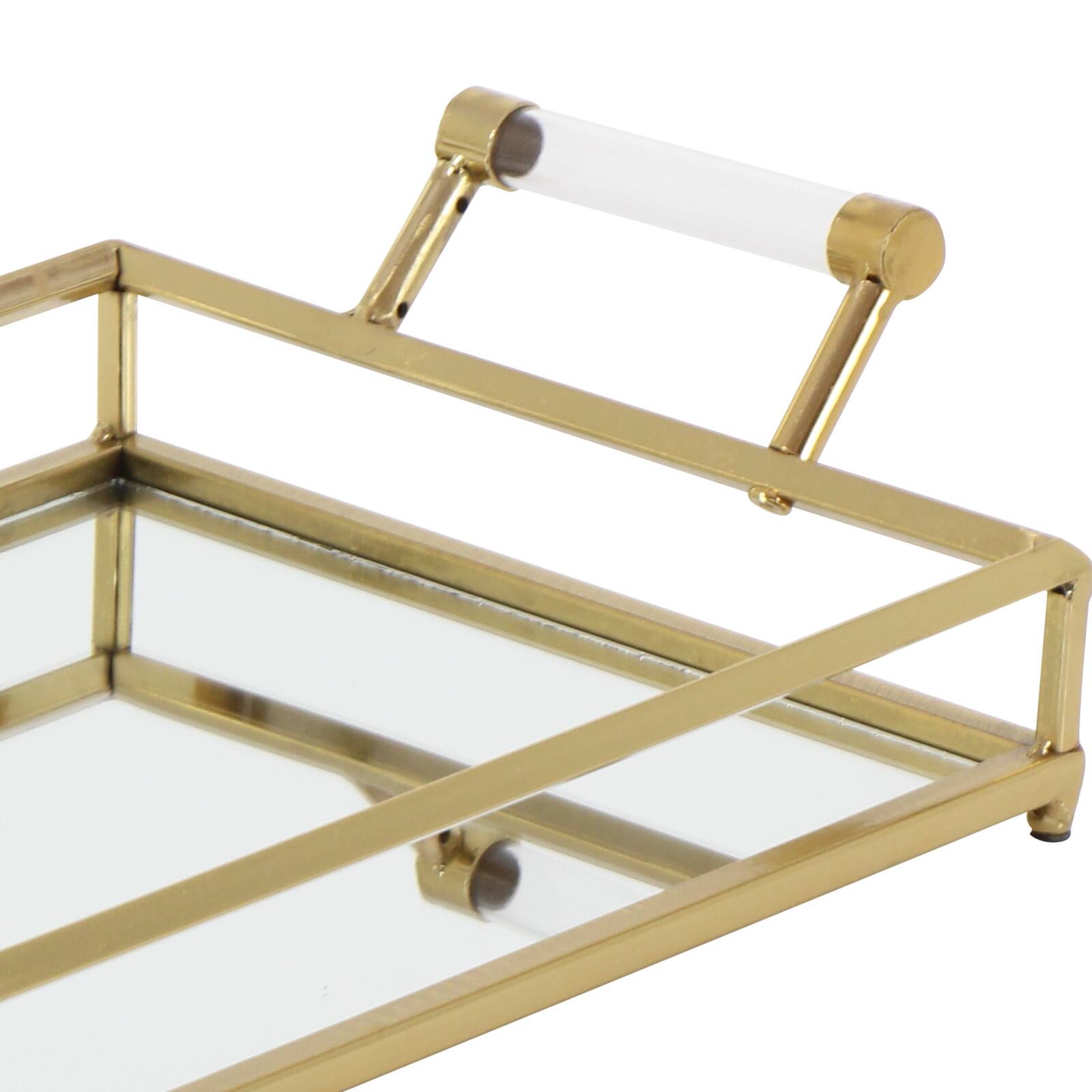 CosmoLiving by Cosmopolitan 22" Gold Metal Glam Tray