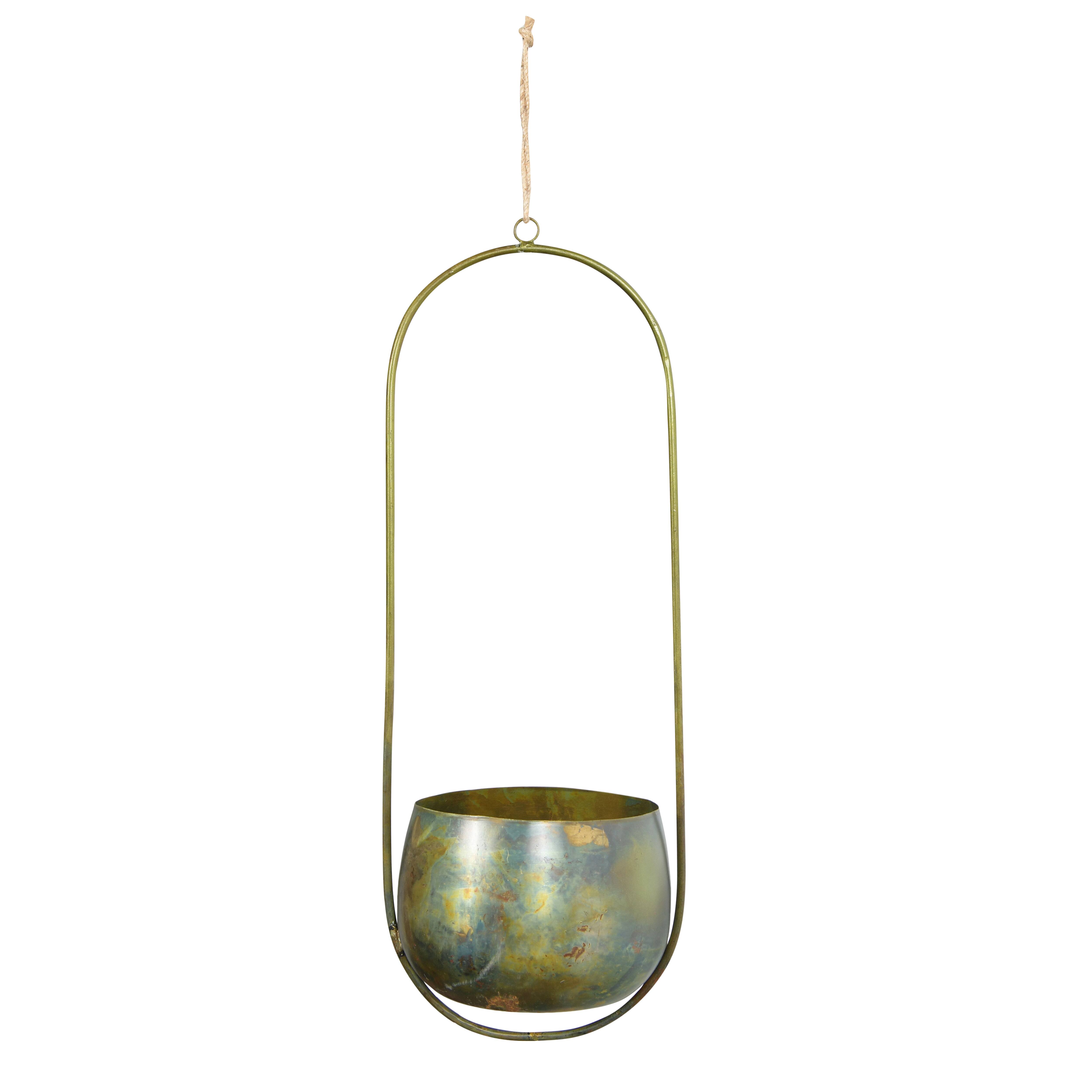 Hello Honey® 20" Oxidized Metal Hanging Planter