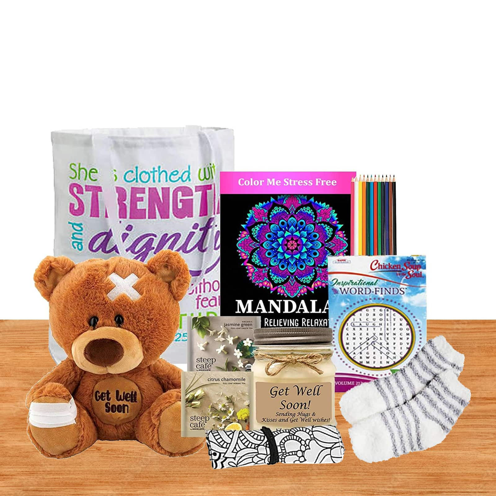 Brown Teddy Bear Get Well Soon Gift Set