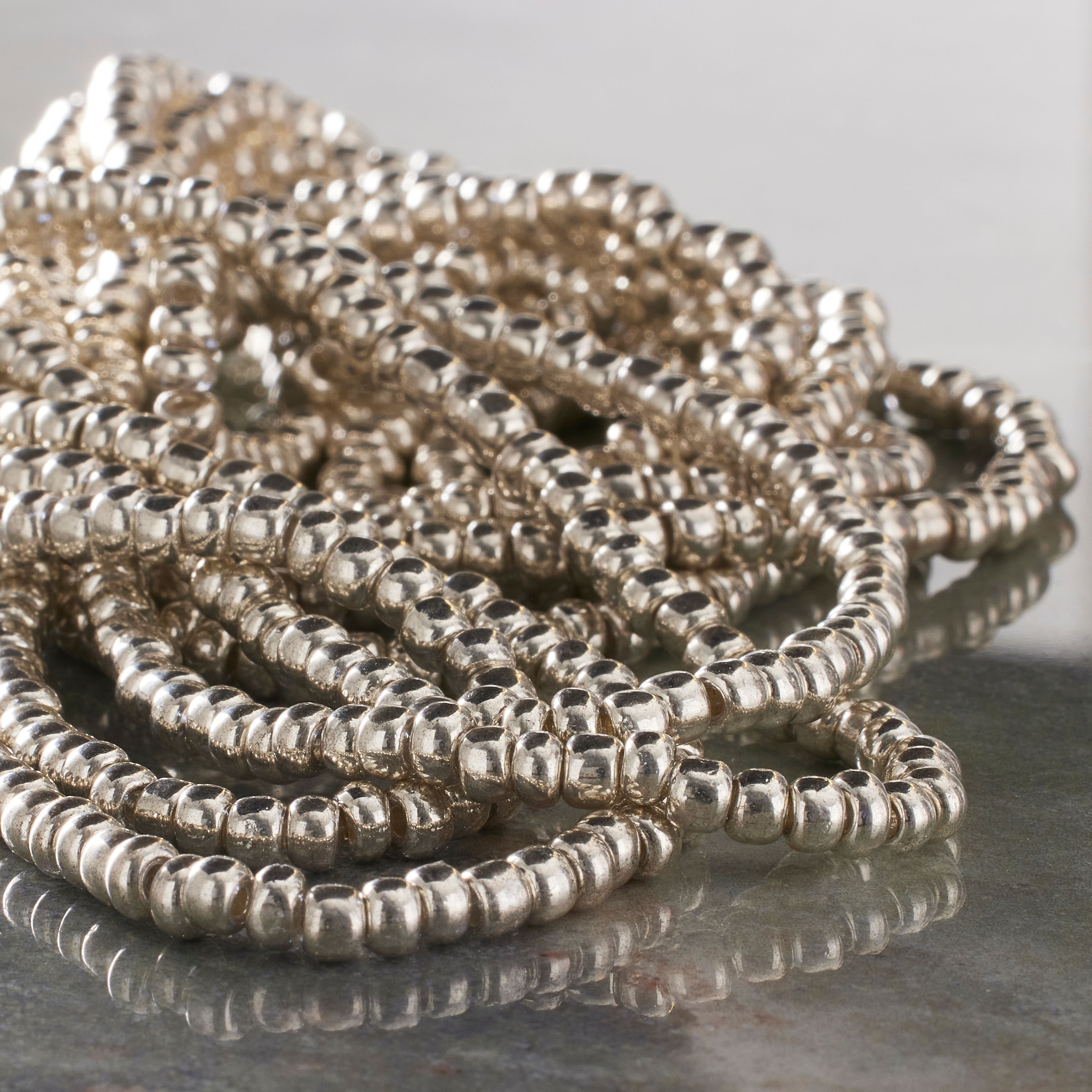 Silver Mercury Glass Seed Beads, 6/0 by Bead Landing&#x2122;