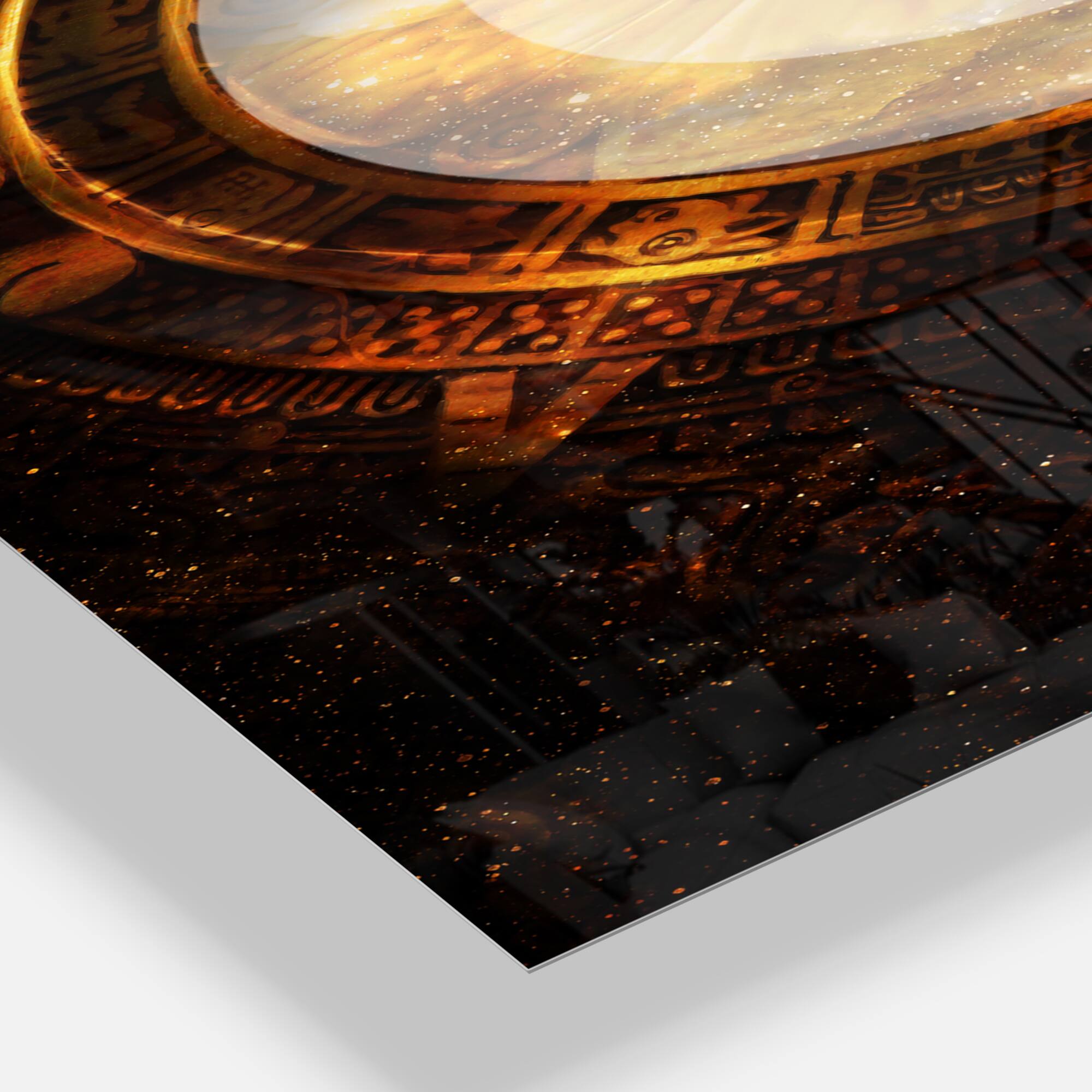 Designart &#x27;Ancient Mayan Calendar Collage Modern Rectangular Wall Clock