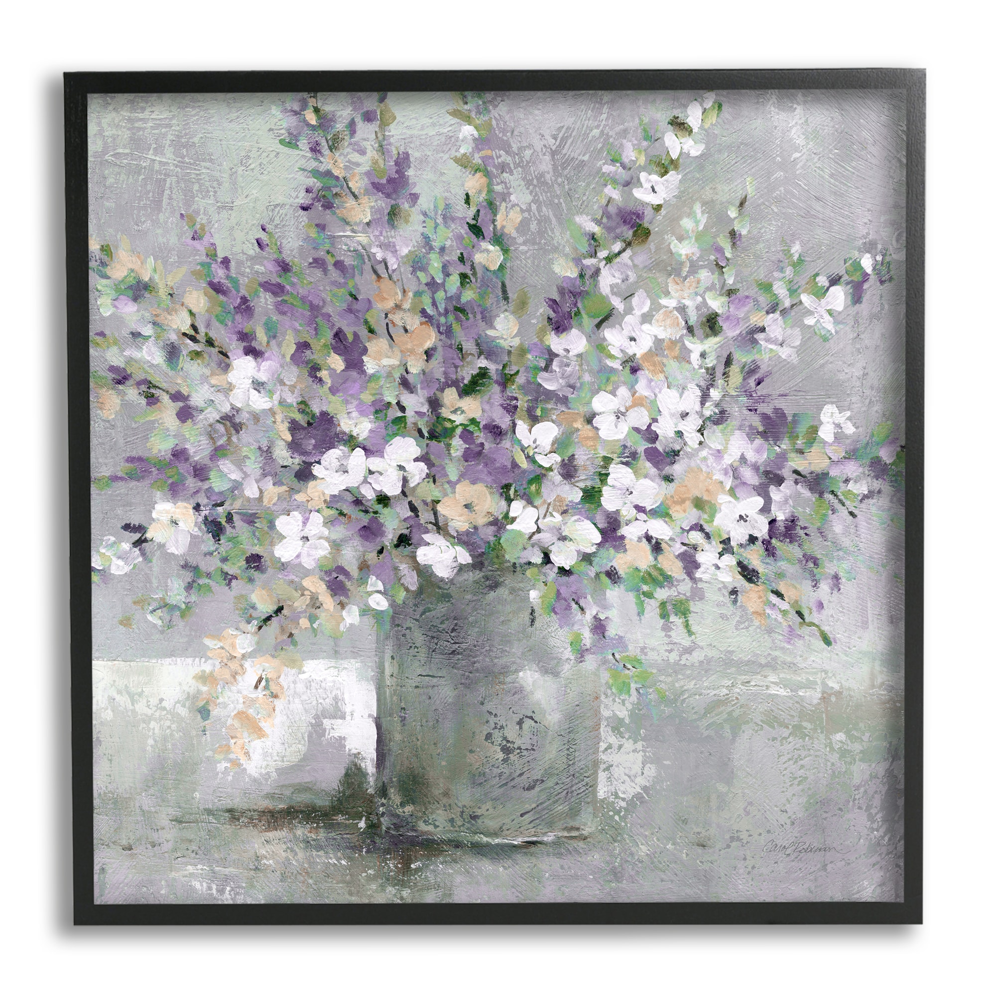 Stupell Industries Blossoming Aster Flower Bouquet Soft Purple Framed Giclee Art