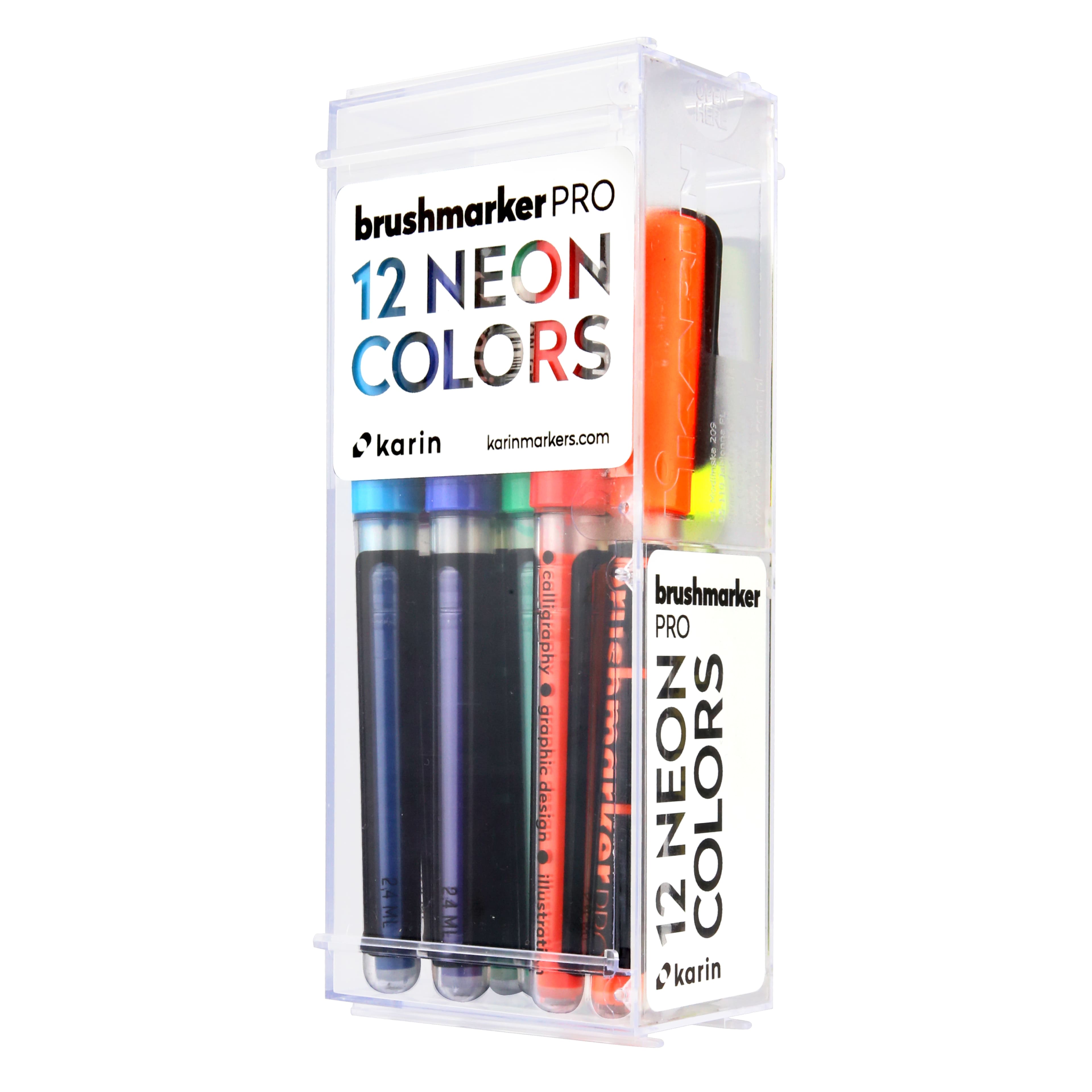 Karin Brushmarker PRO 12 Color Neon Marker Set