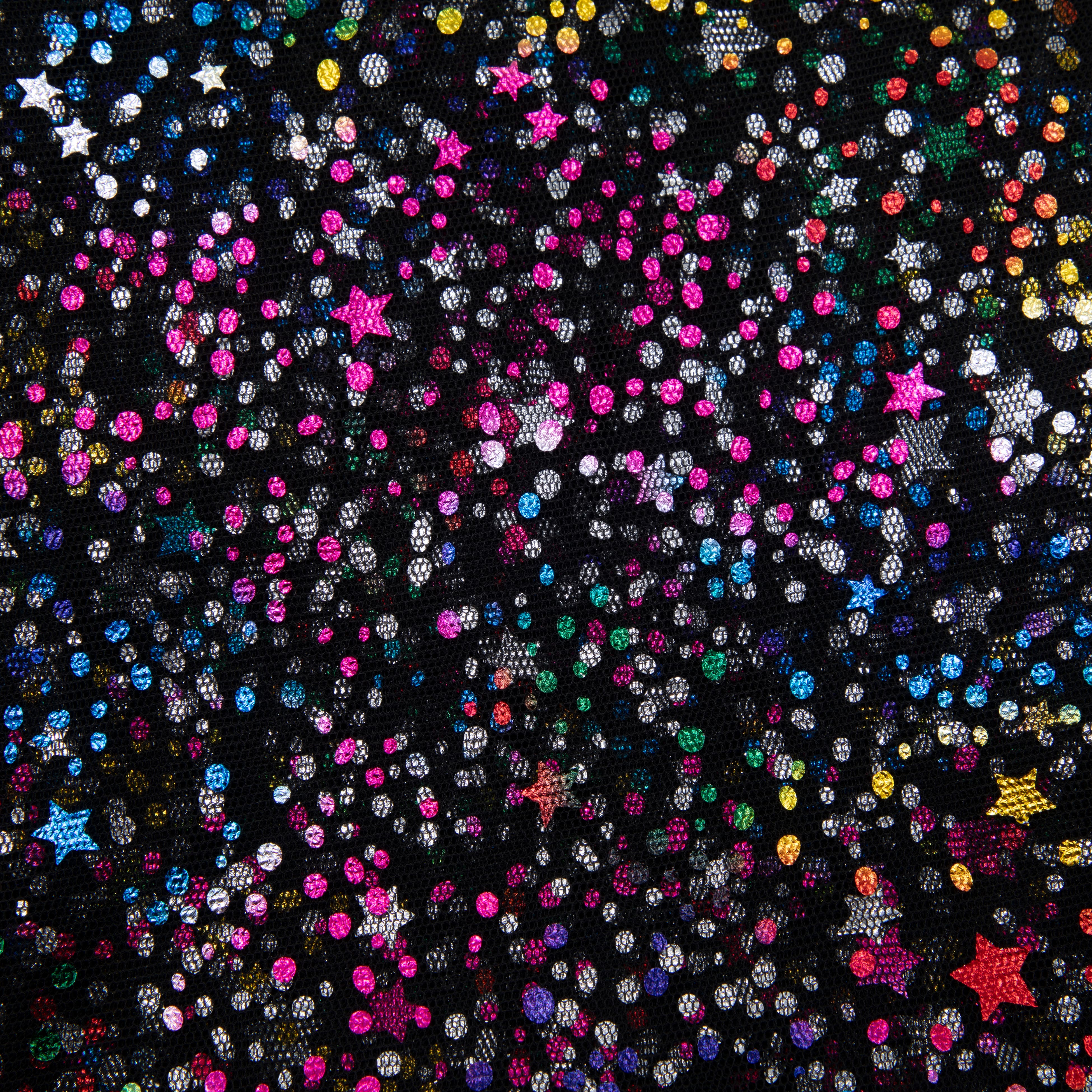 Multicolor Stars on Black Mesh