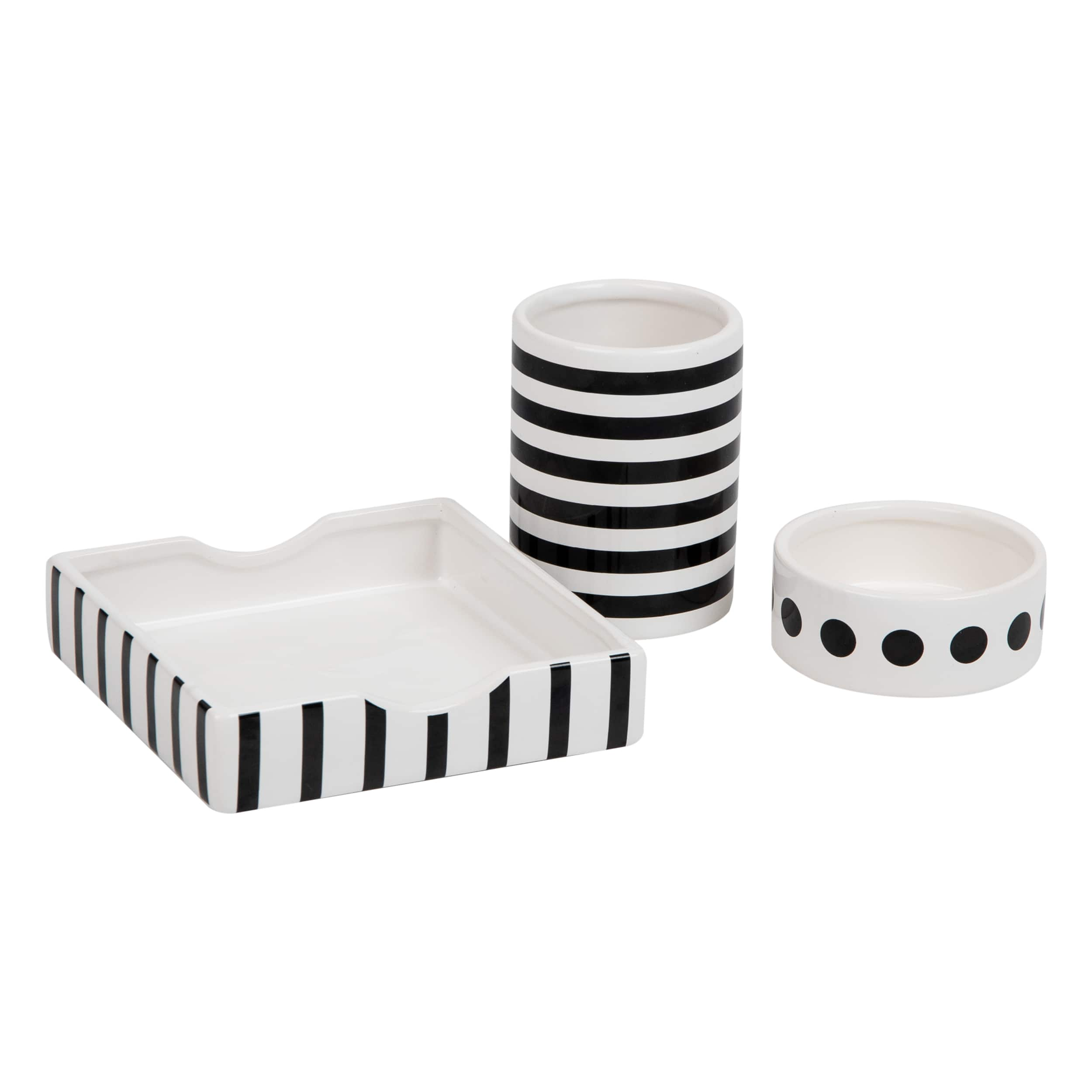 Mind Reader Ditto Collection Black &#x26; White Pen Cup, Clip Dish &#x26; Memo Tray Set