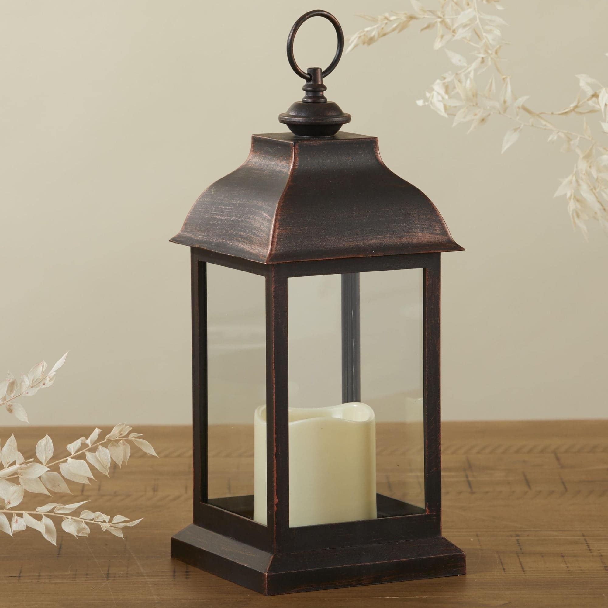 Kate Aspen LED Vintage-Look 'Manchester' Decorative Copper Lantern