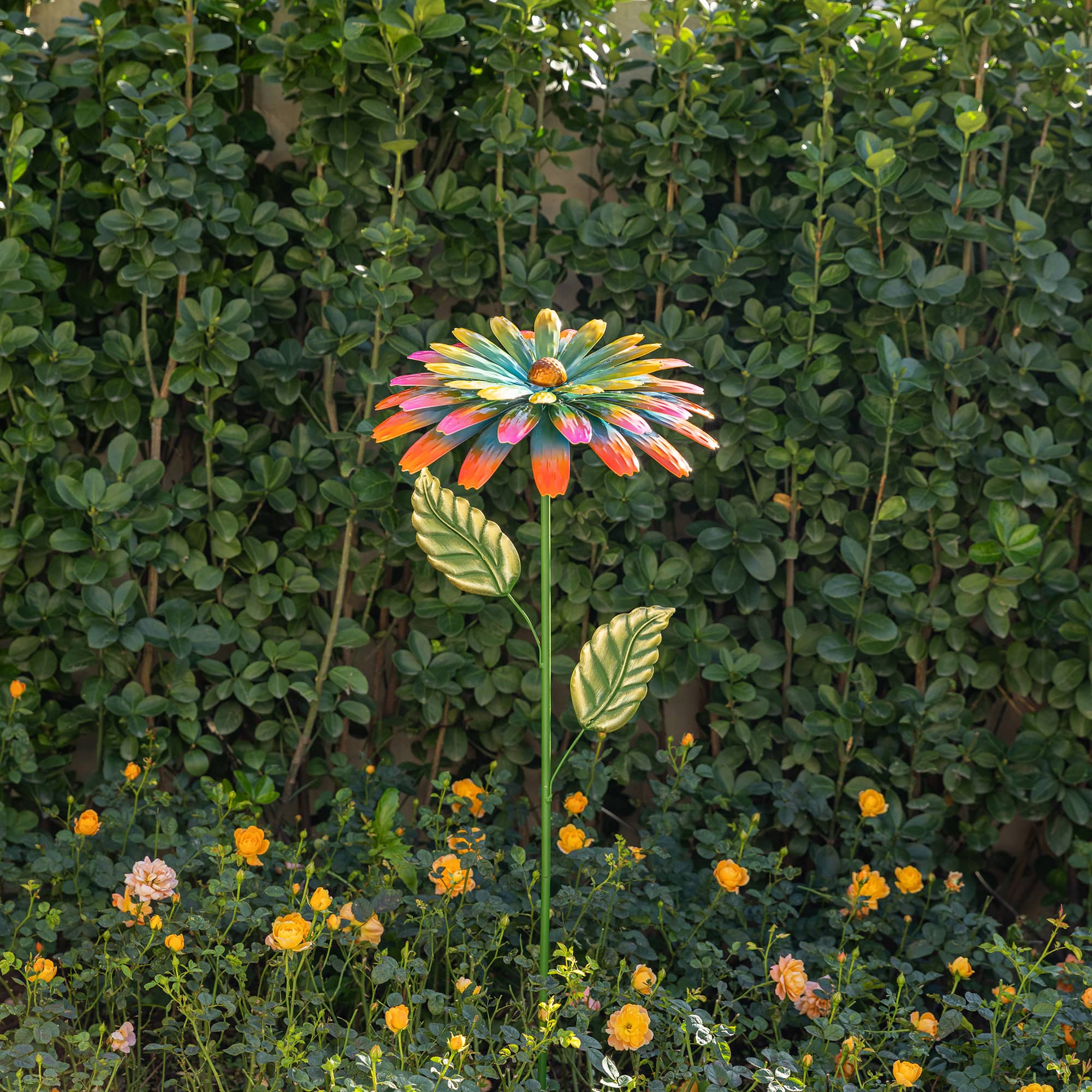 Glitzhome® 41" Multi Garden Painted Metal Flower Garden Yard Stake
