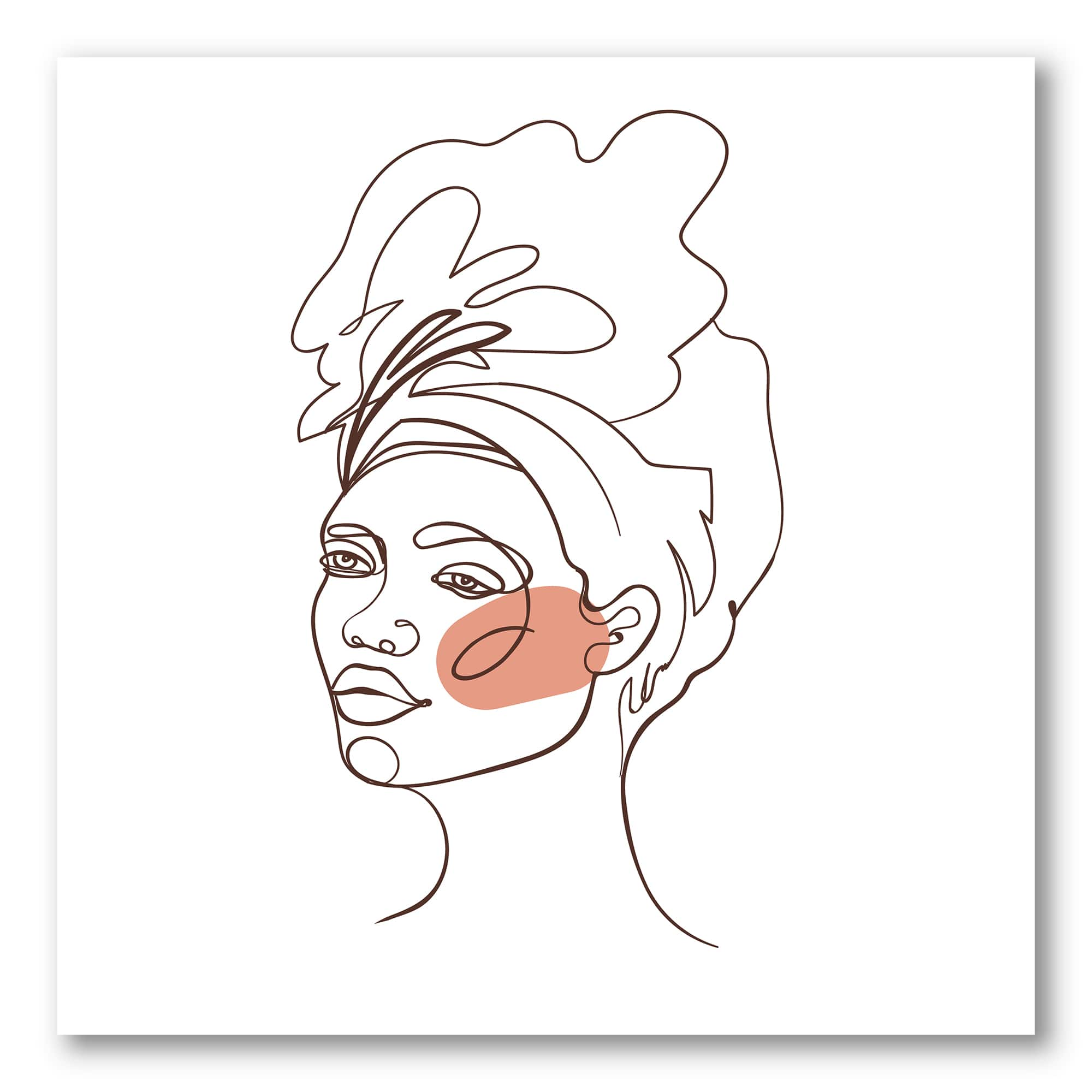 Designart - One Line Portrait of African American Woman III - Modern Canvas Wall Art Print