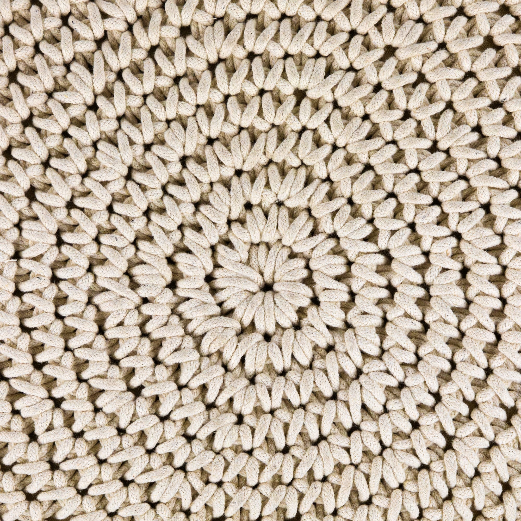18&#x22; Cream Macram&#xE9; Round Natural Cotton Pouf