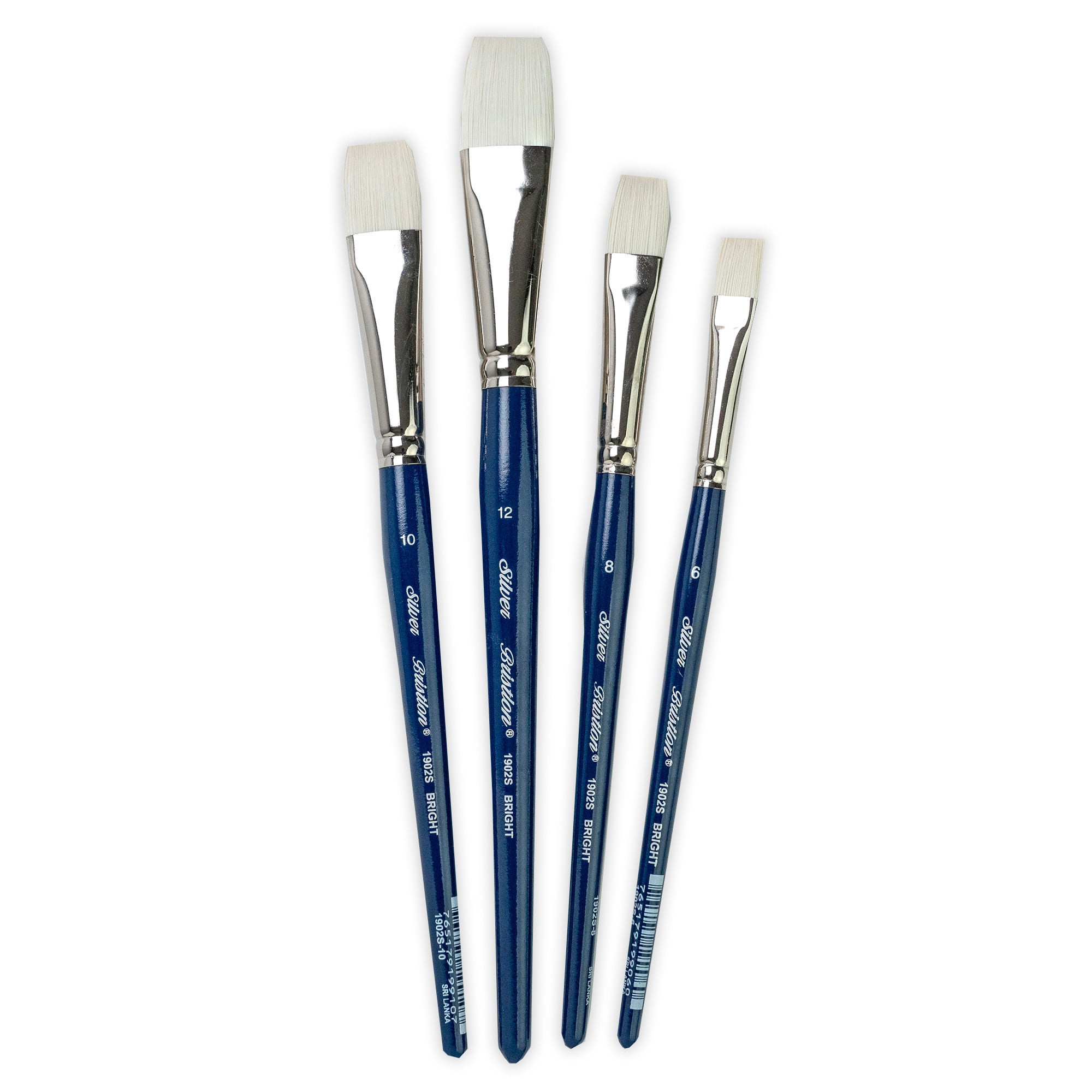 Silver Brush Limited Bristlon Short Handle Brights Brush, Set of 4