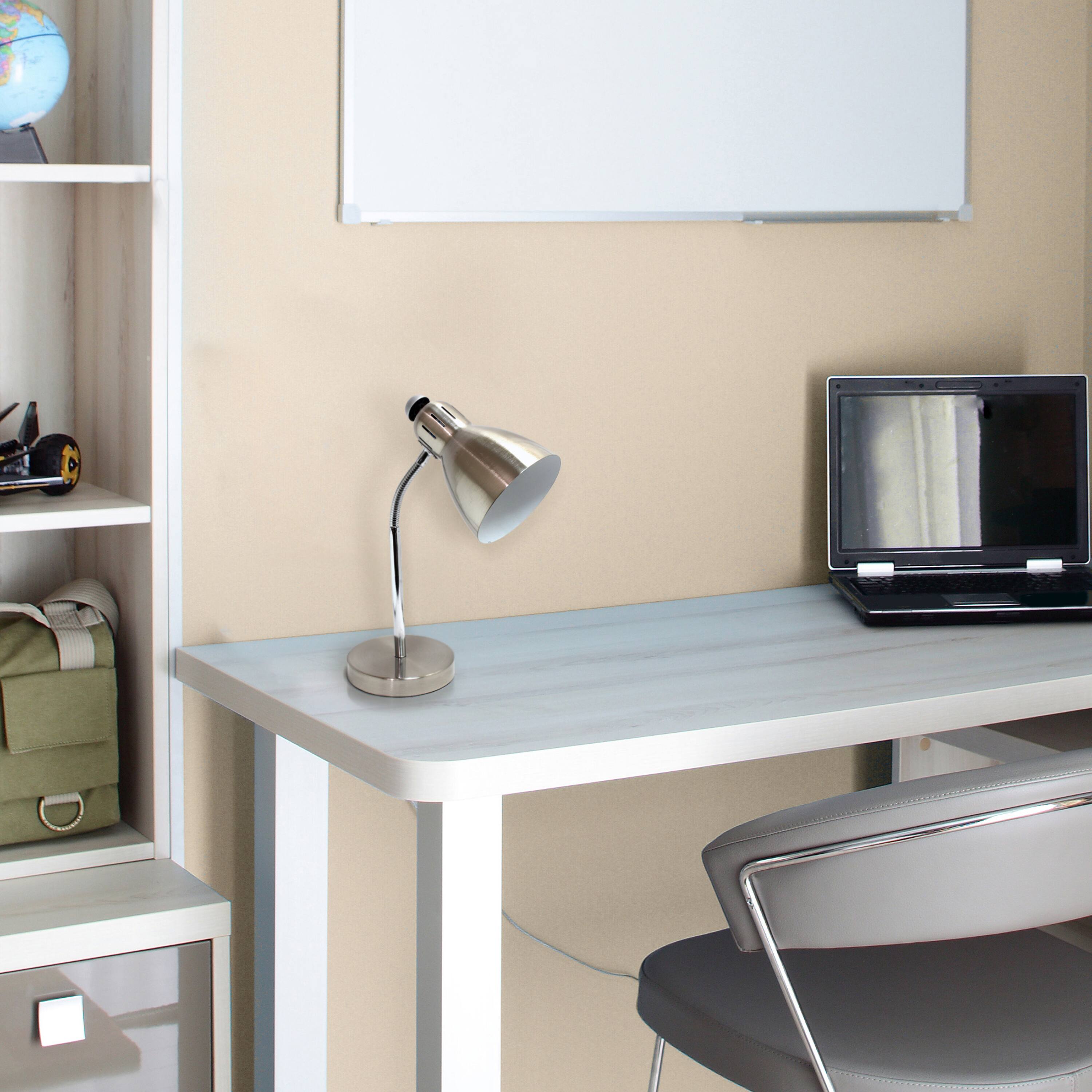 Simple Designs&#x2122; 16&#x22; Brush Nickel Semi-Flexible Desk Lamp