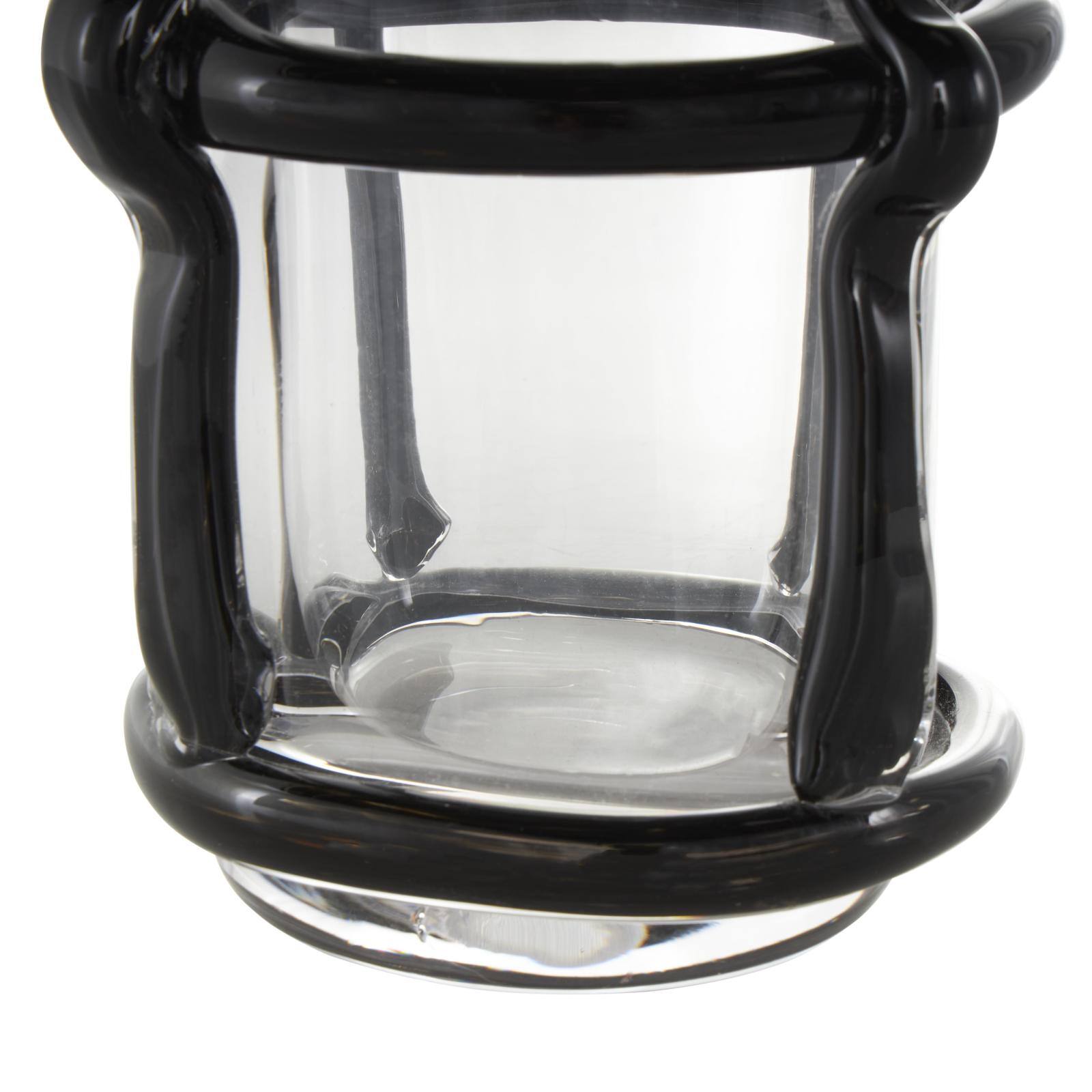 Black Recycled Glass Vase with Glass Framing