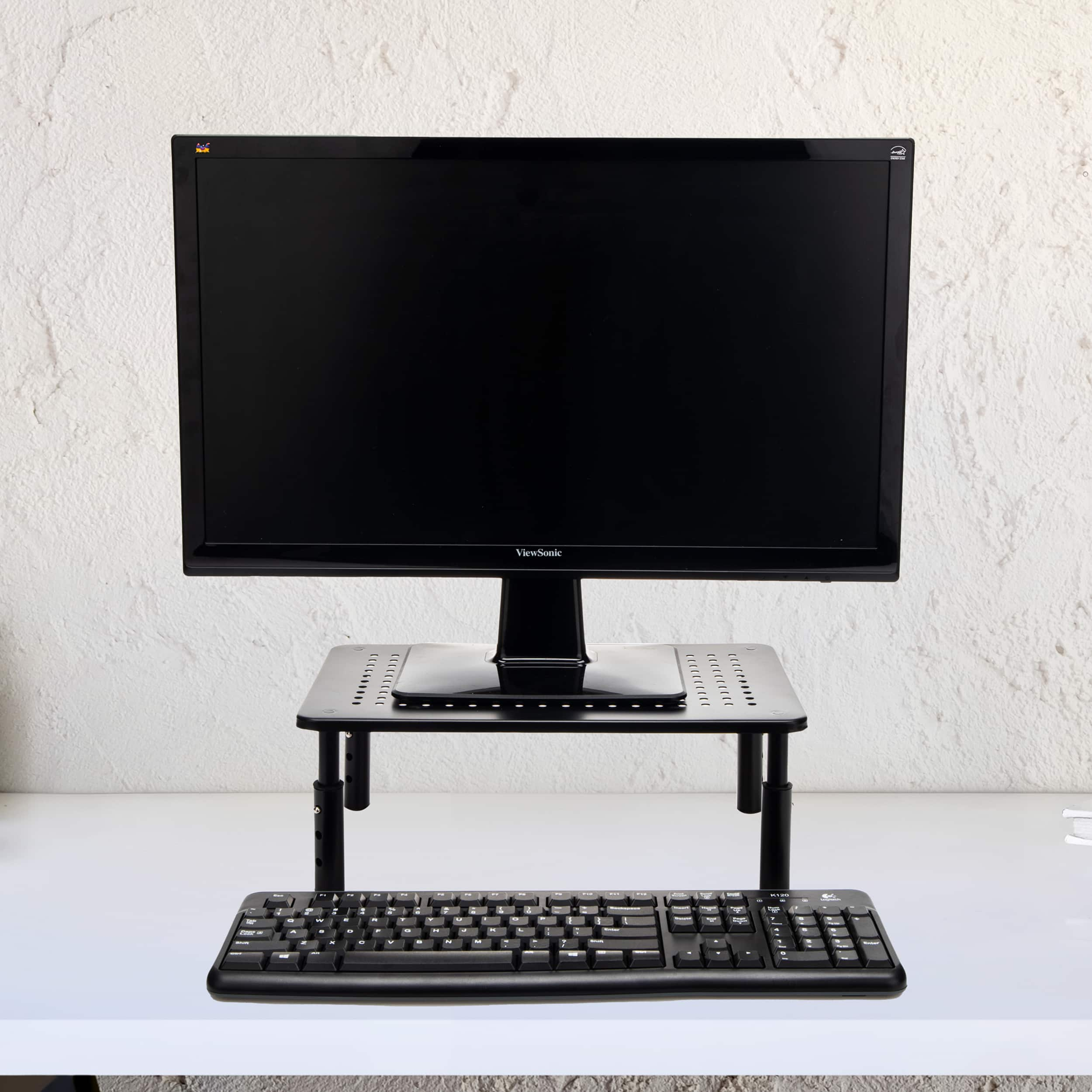 Mind Reader Black Adjustable Monitor Stand with Ventilated Metal Platform, 2ct.