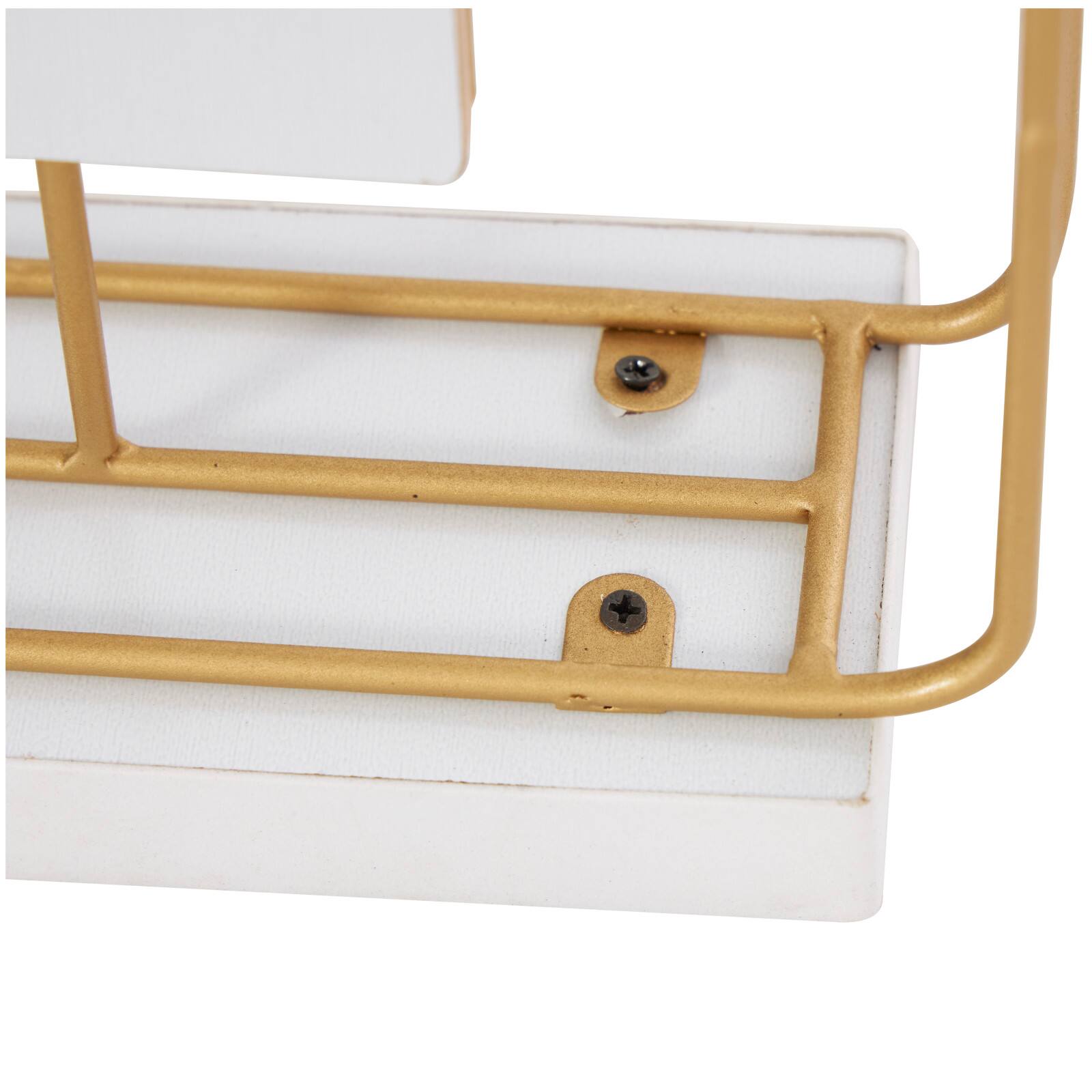 8" Gold Metal Geometric Open Frame Clock with White Clockface & Base