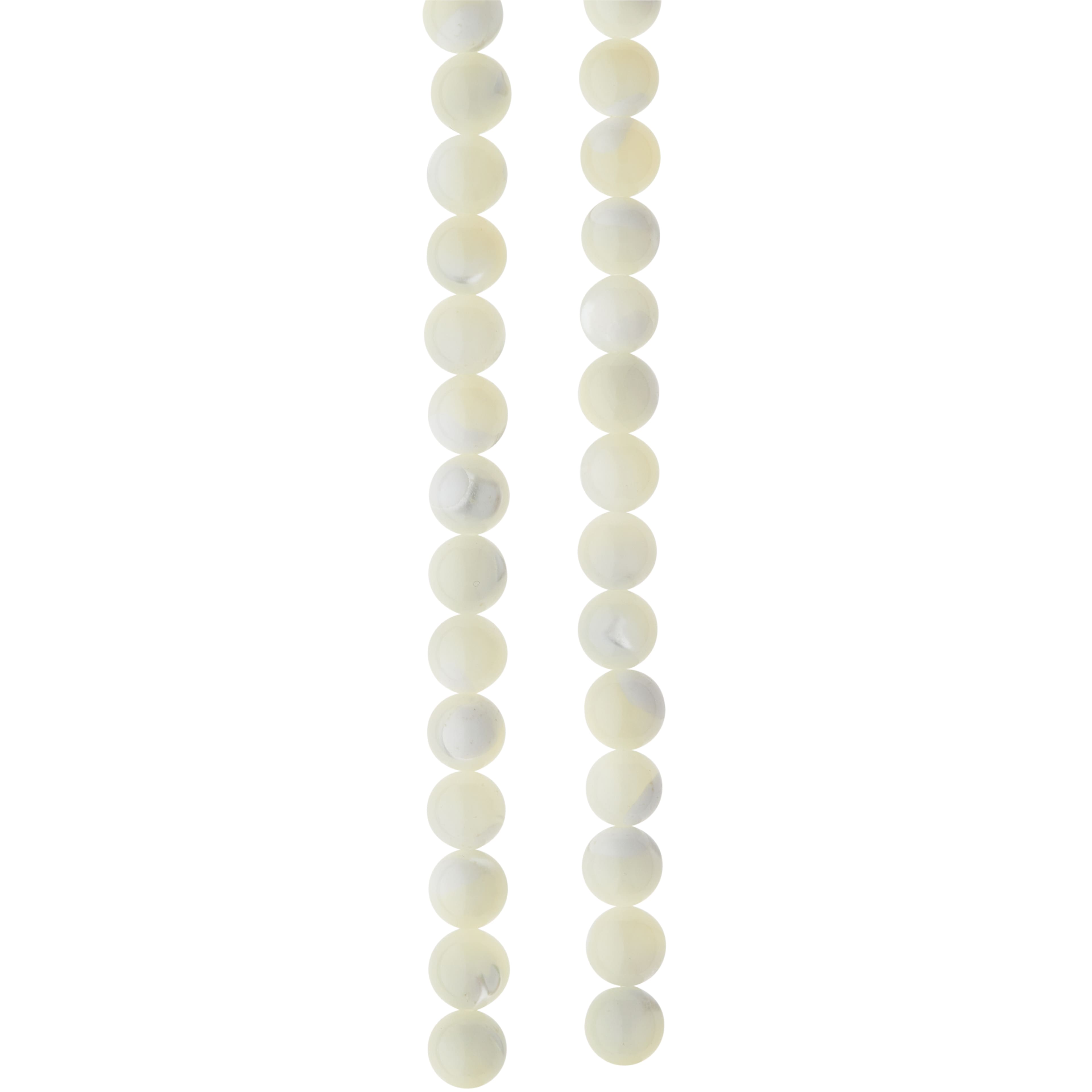 12 Pack: White Mother of Pearl Round Beads by Bead Landing™, 6mm