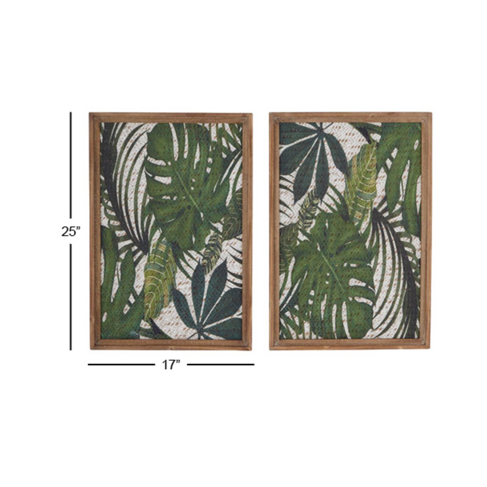 25" Green & Brown Wood Boho Palm Wall Decor, 2ct.