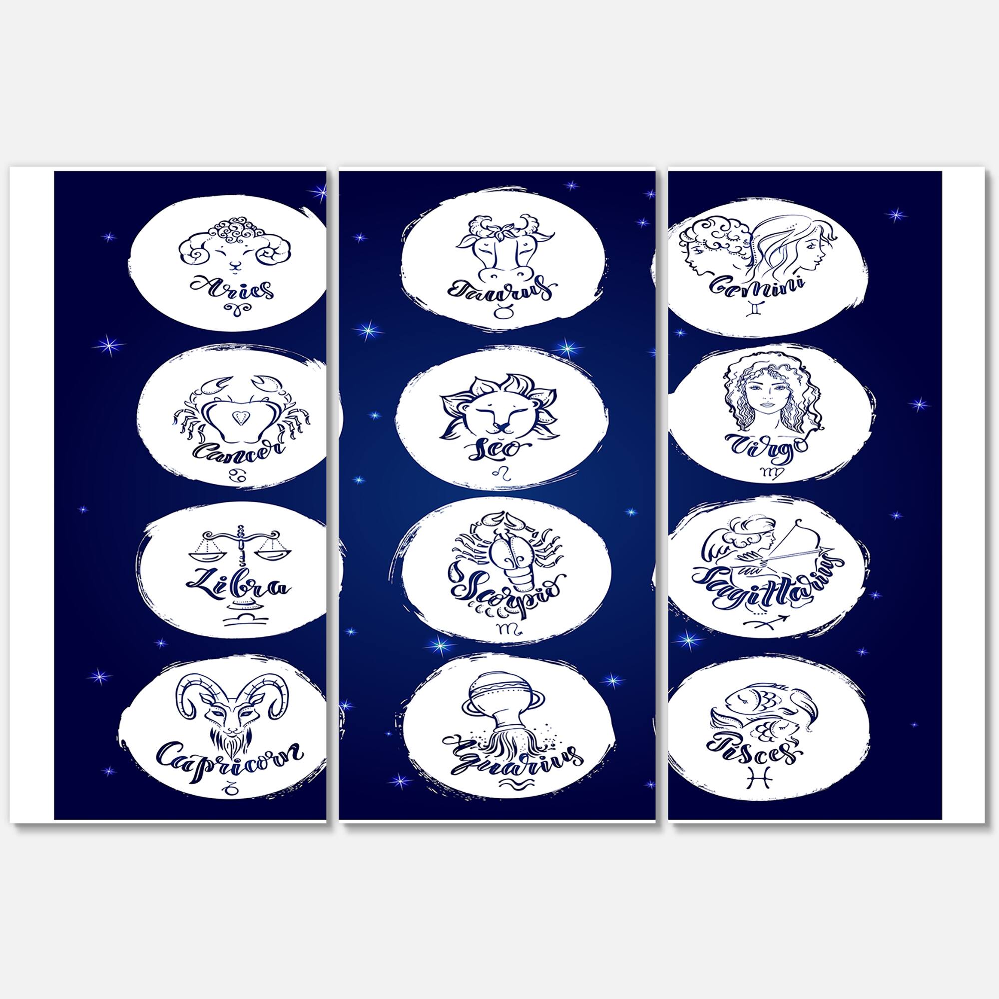 Designart - Zodiac Signs On Blue