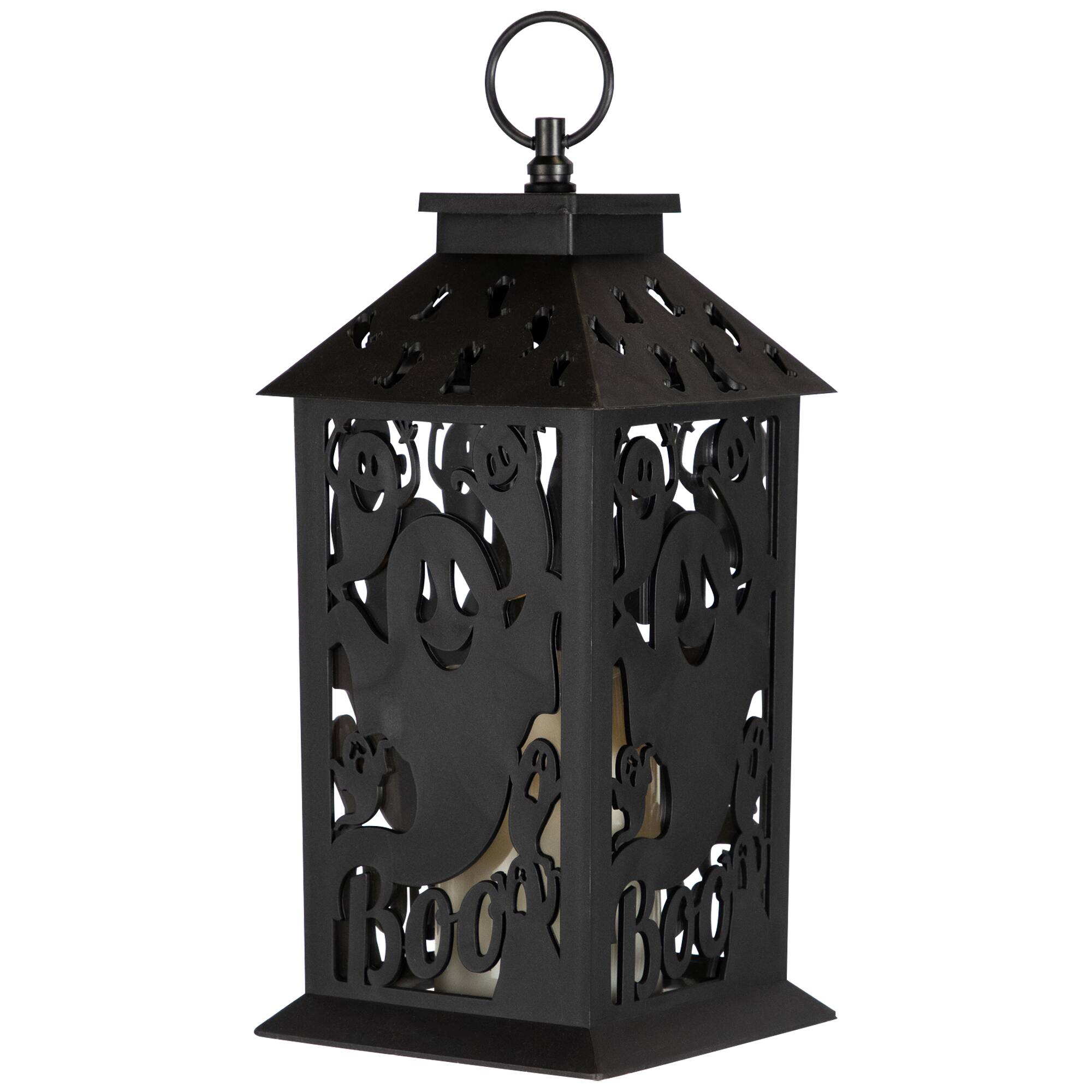 11" Black Ghosts Halloween LED Candle Lantern
