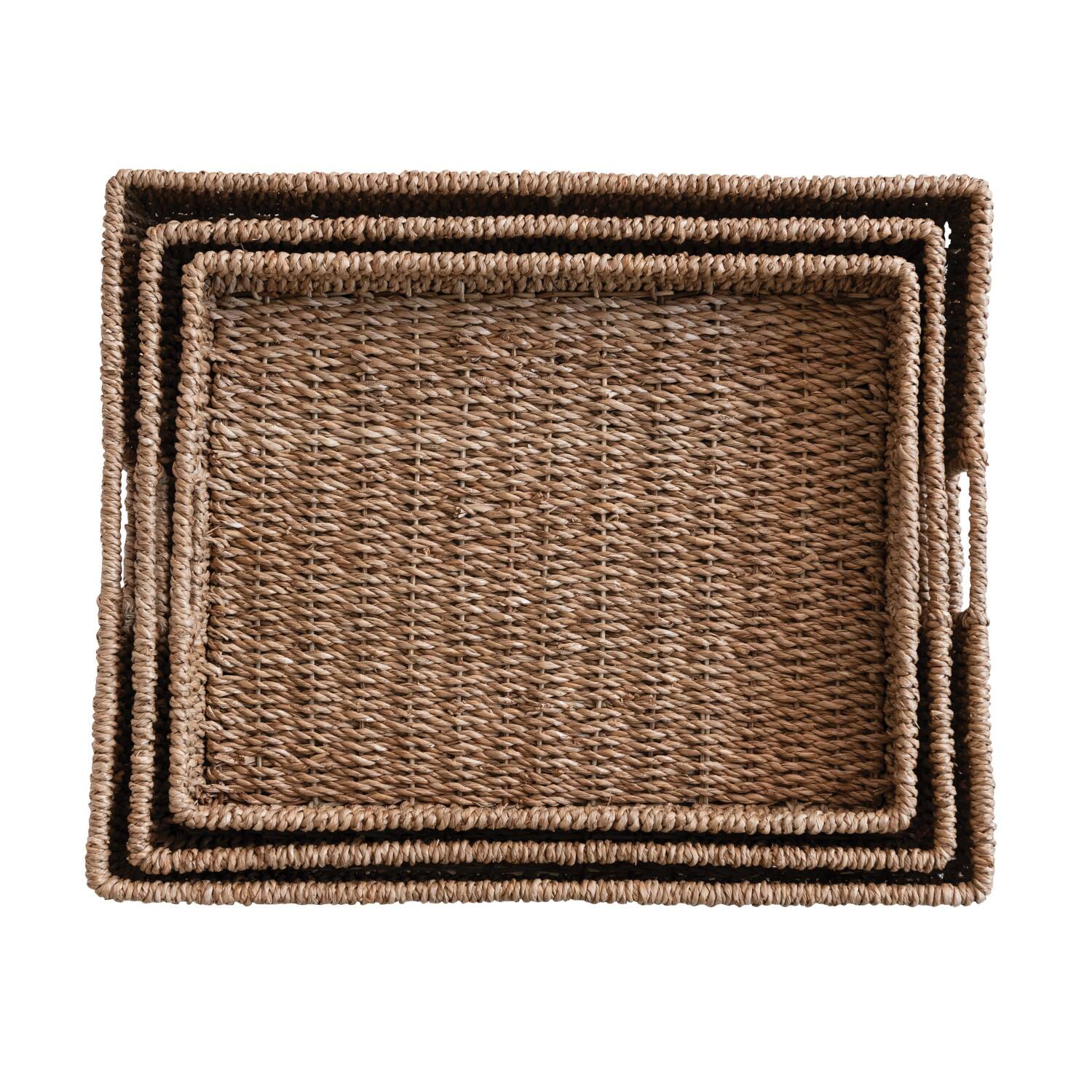 Hello Honey® Natural Decorative Hand-Woven Bankuan Trays with Handles