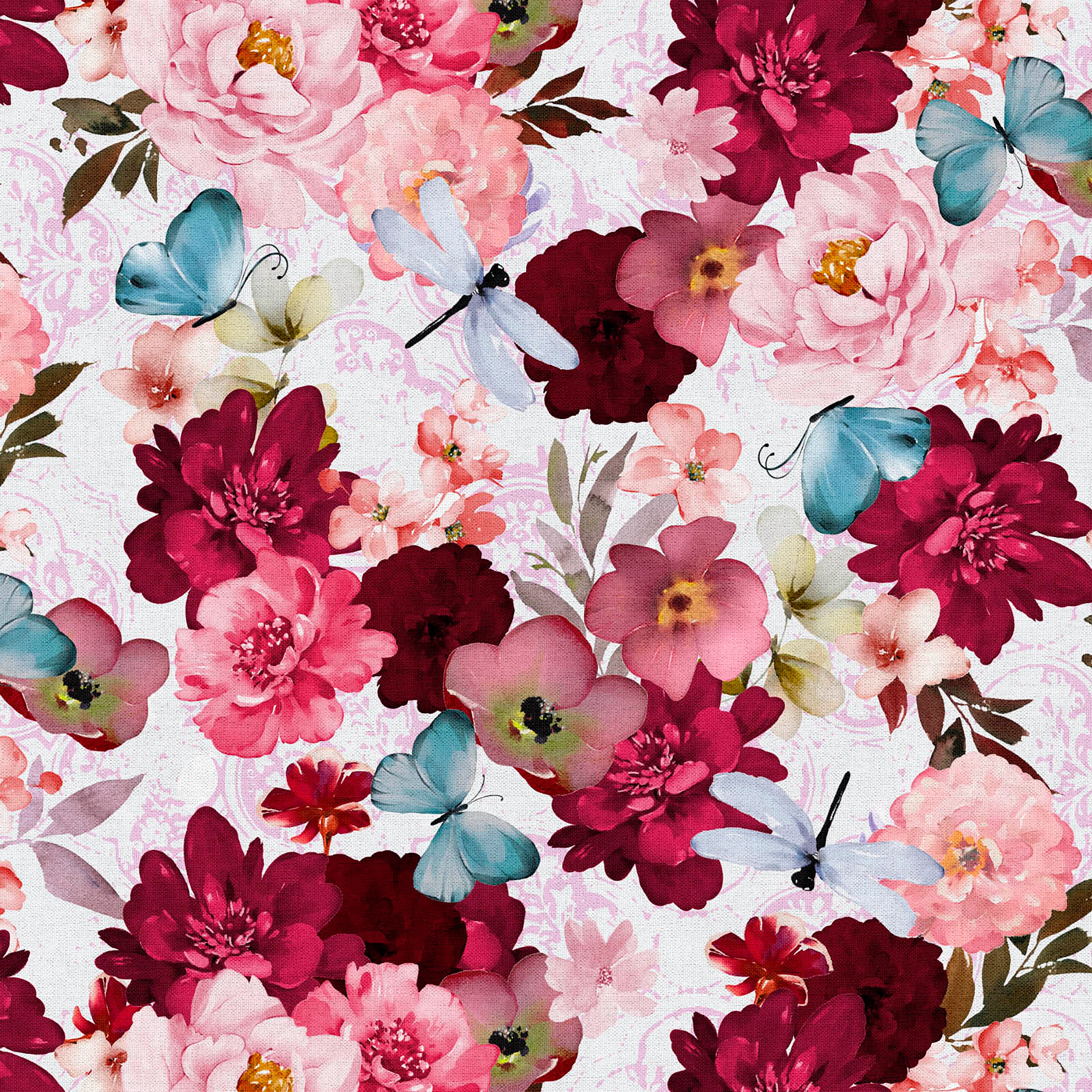 10 yd. Full Bolt: Fabric Editions Multicolor Watercolor Blossom Cotton Fabric