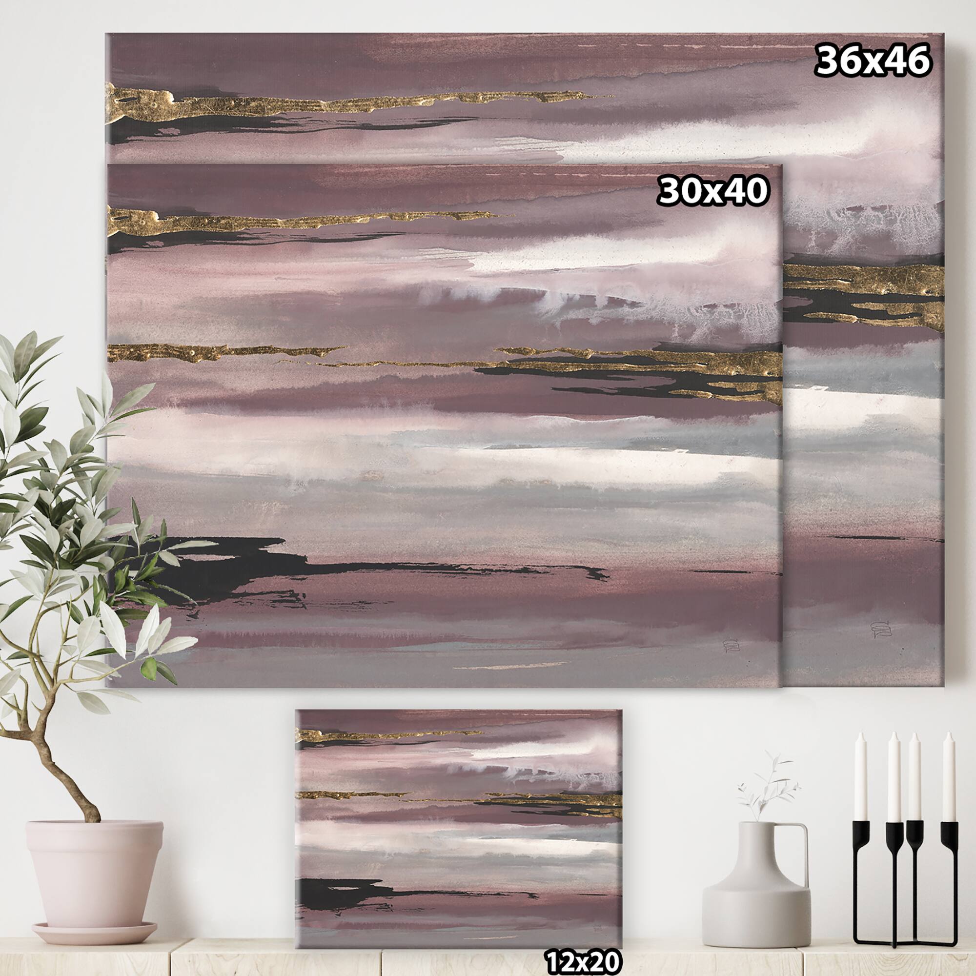 Designart - Purple Glam Storm II - Glam &#x26; Shabby Chic Canvas Art