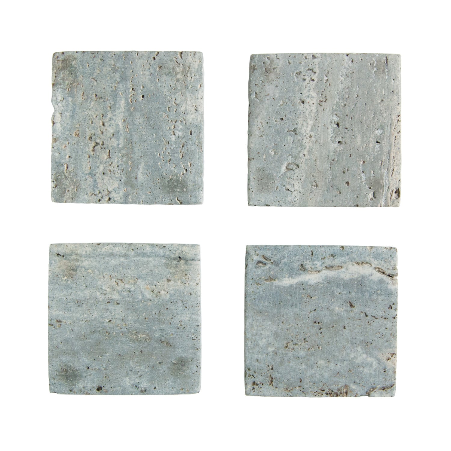 4&#x22; Natural Square Travertine Drink Coasters, 4ct.
