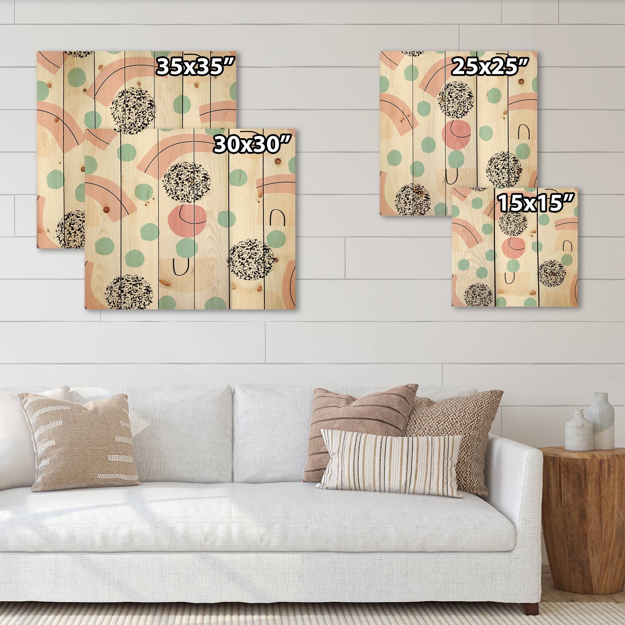 Designart - Organic and Elements In Pastel Tones - Modern Print on Natural Pine Wood