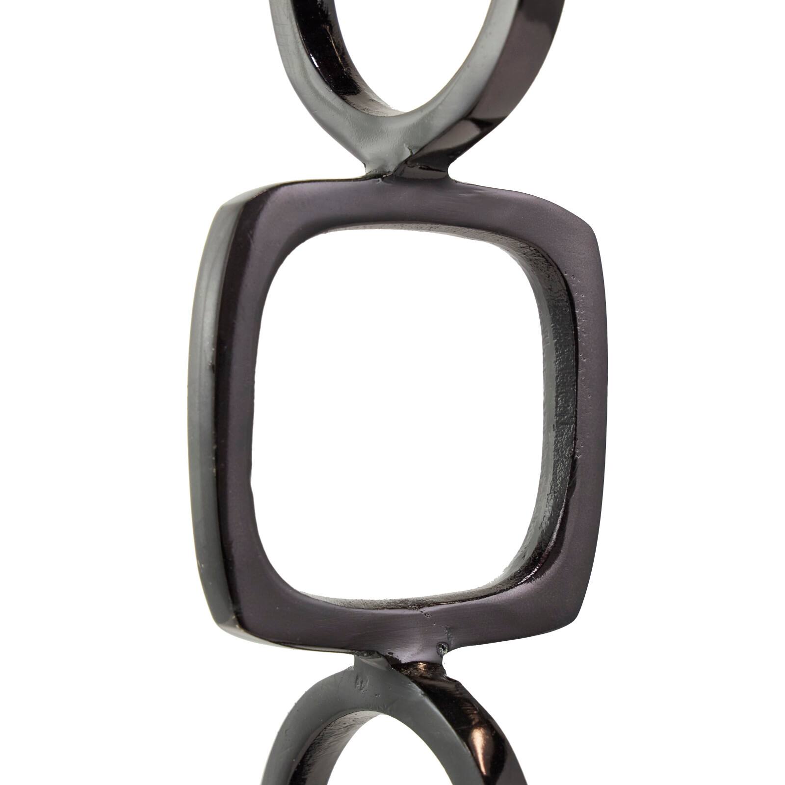 Aluminum Abstract Stacked Geometric Rings Sculpture with Marble Base Set