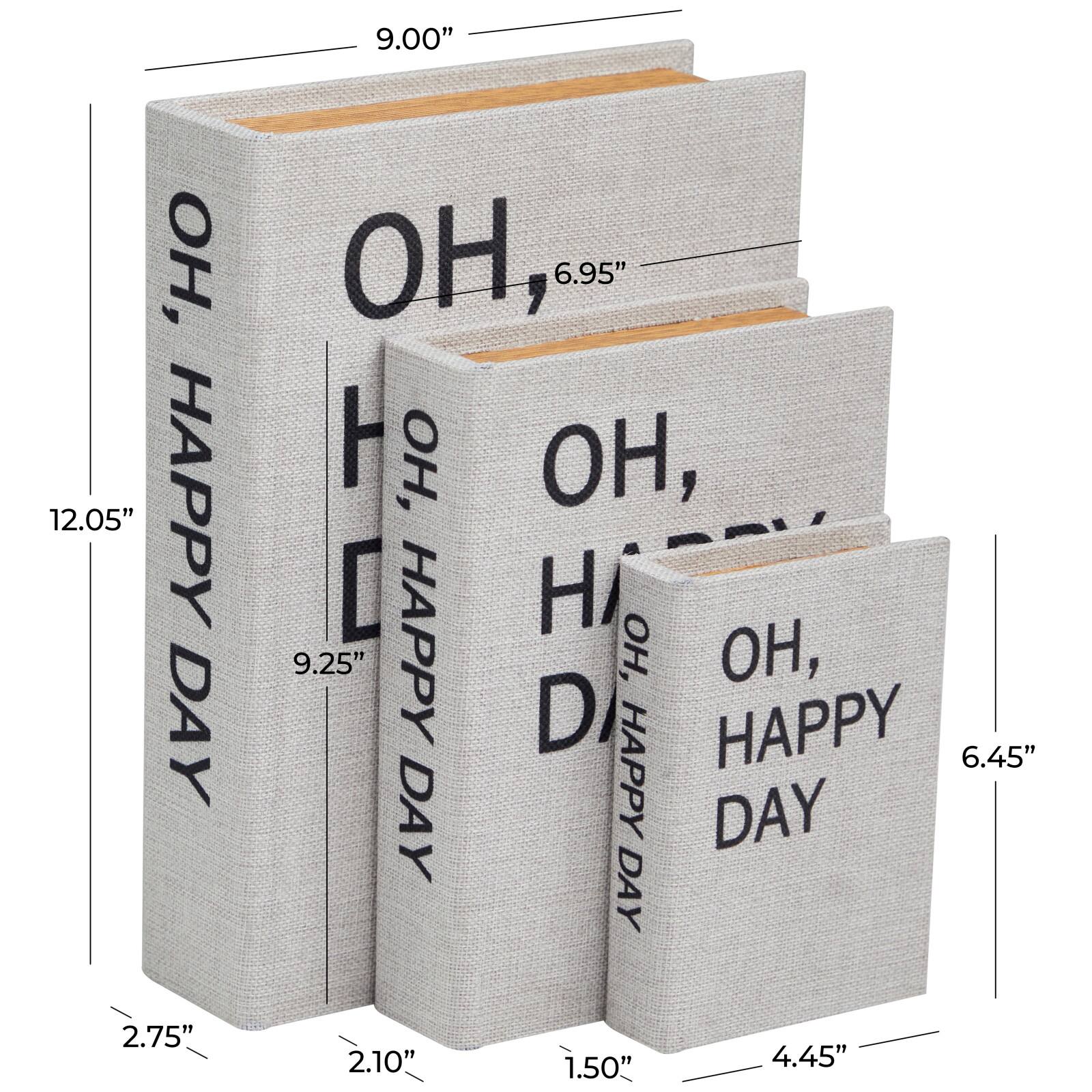 Light Gray Oh, Happy Day Linen Storage Book Box Set
