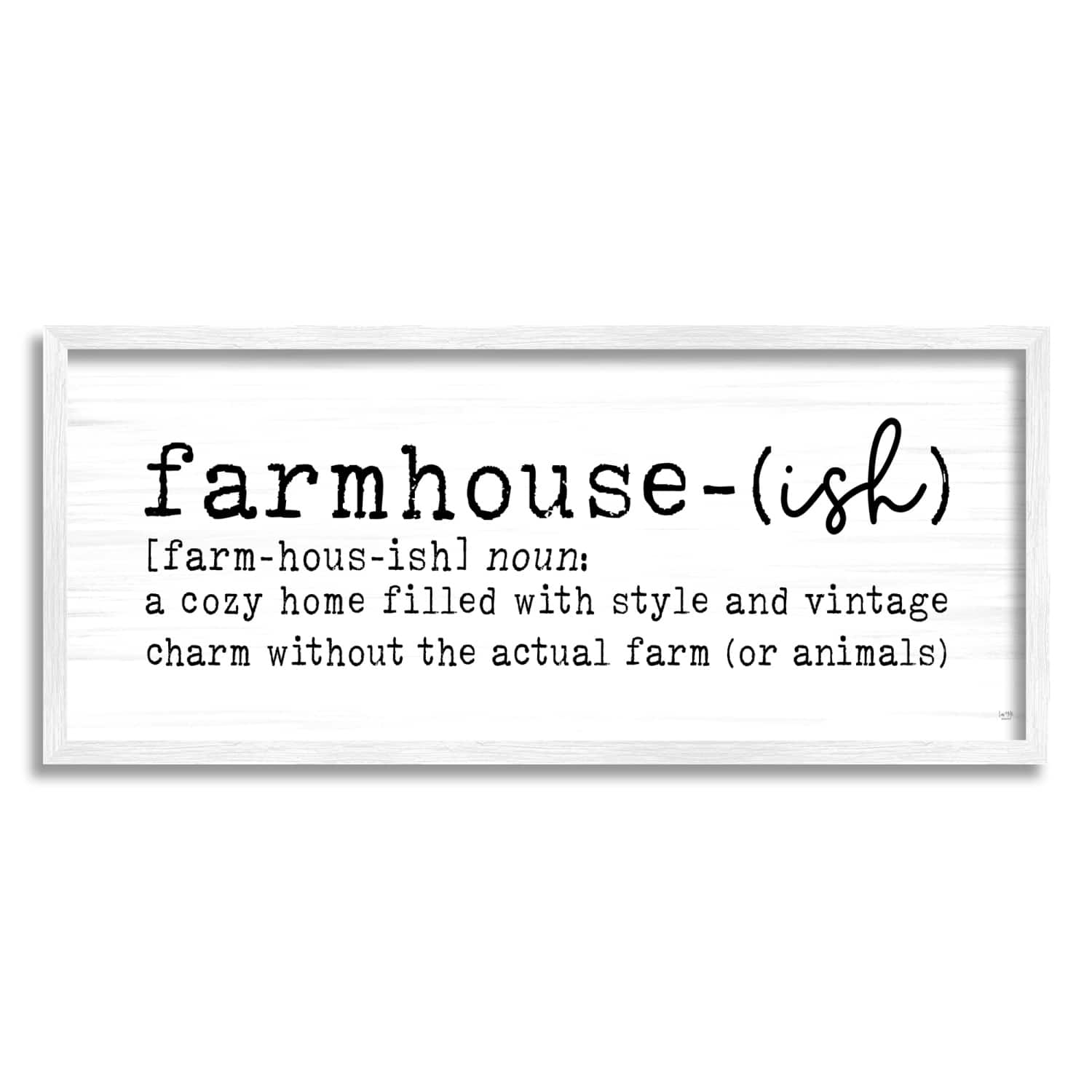 Stupell Industries Farmhouse-Ish Playful Definition Sign Birch Pattern Framed Giclee Art