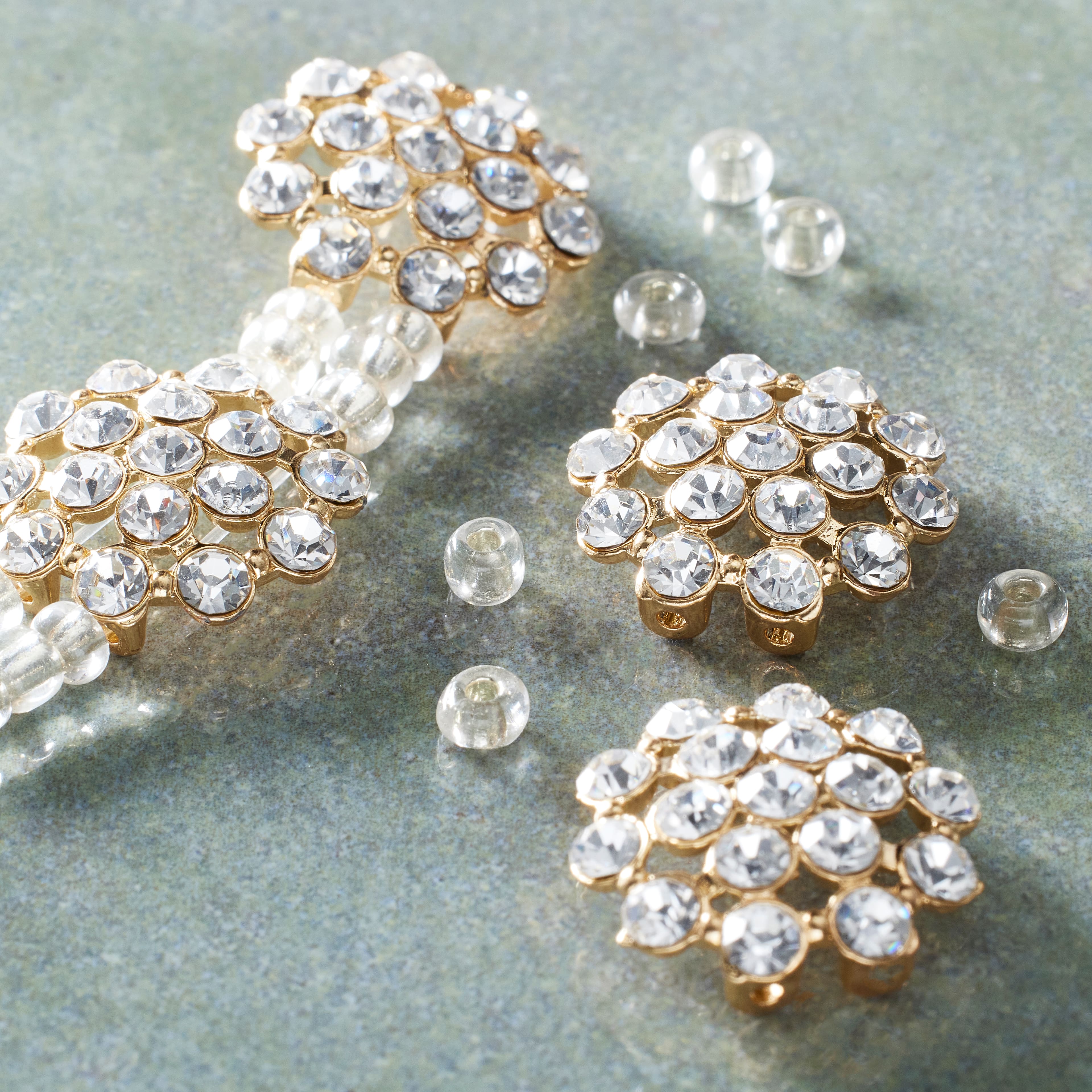 12 Pack:  Crystal &#x26; Brass Glass &#x26; Metal Slider Beads, 19mm by Bead Landing&#x2122;