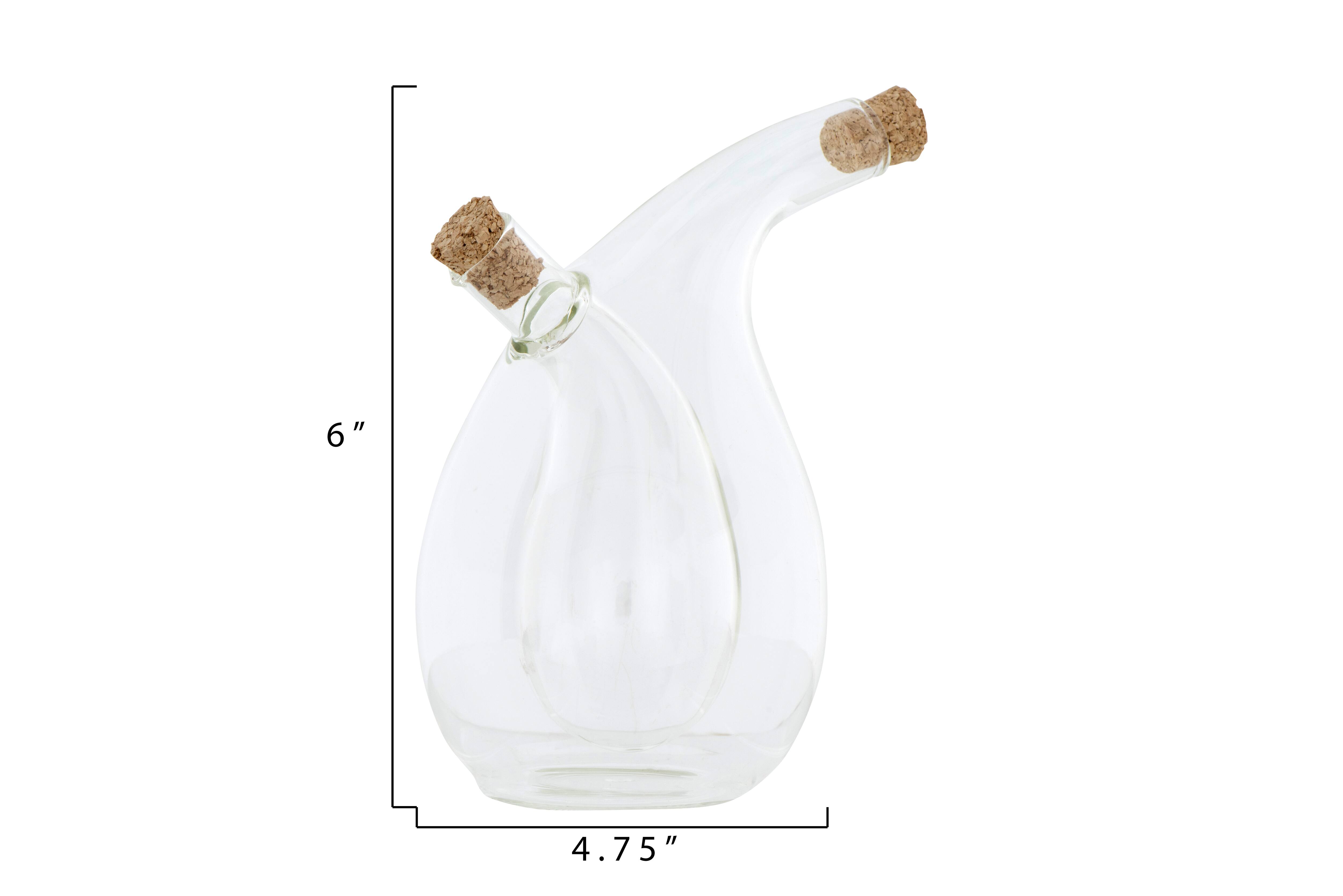 Hello Honey® Clear Handblown Glass Two in One Oil & Vinegar Cruet Set