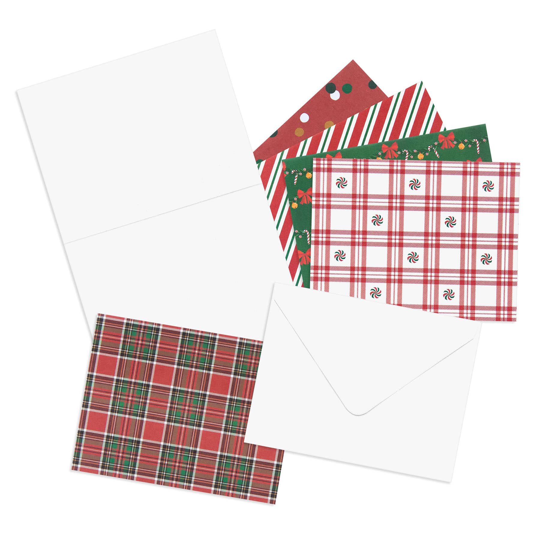 Peppermint Plaid Christmas Cards &#x26; Envelopes, 50ct. by Recollections&#x2122;