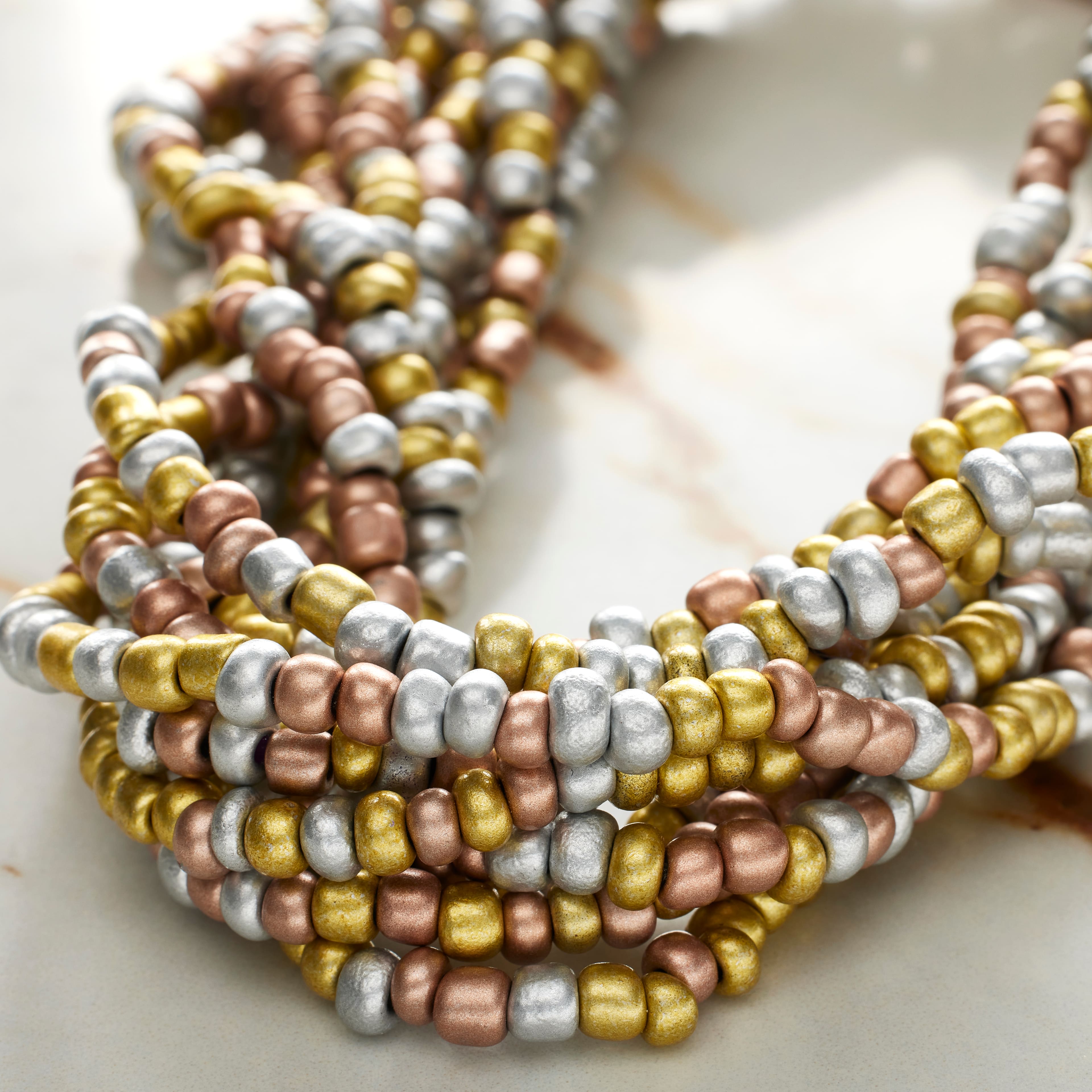 Multicolor Metallic Glass Seed Beads, 6/0 by Bead Landing™