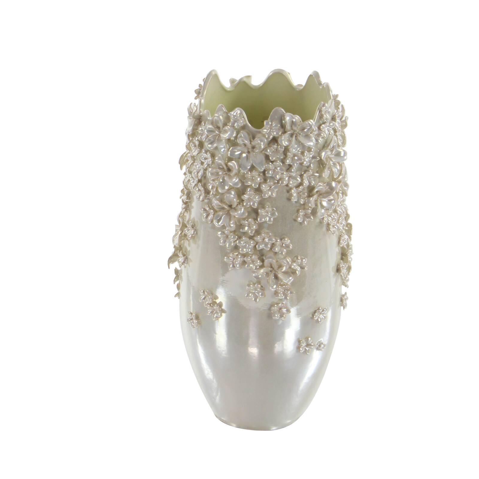 Cream Ceramic Farmhouse Vase, 16&#x22; x 9&#x22; x 9&#x22;