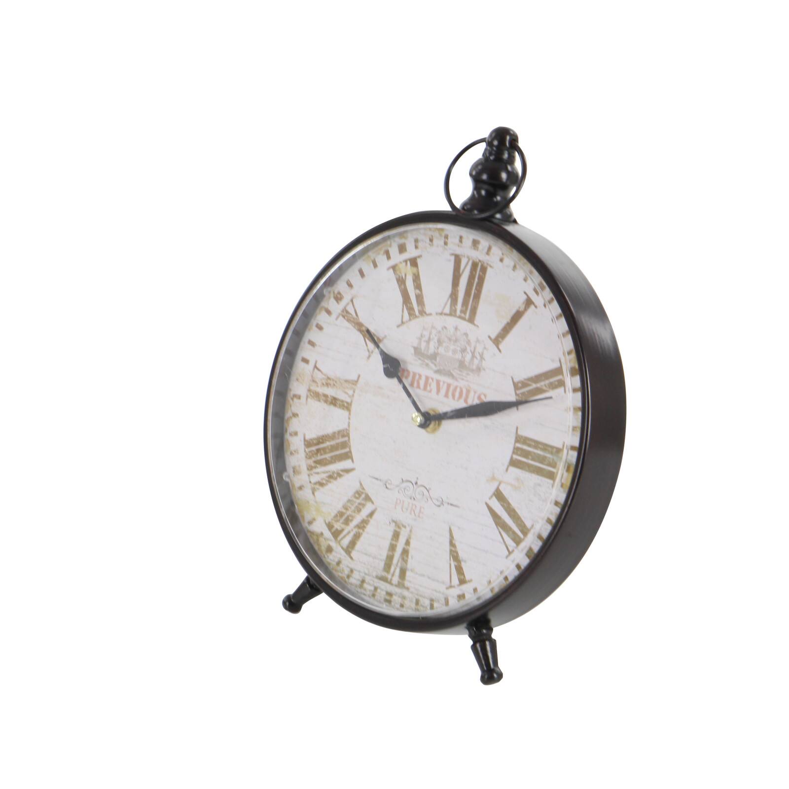 12&#x22; Wide Round Vintage Black Metal Clock Set