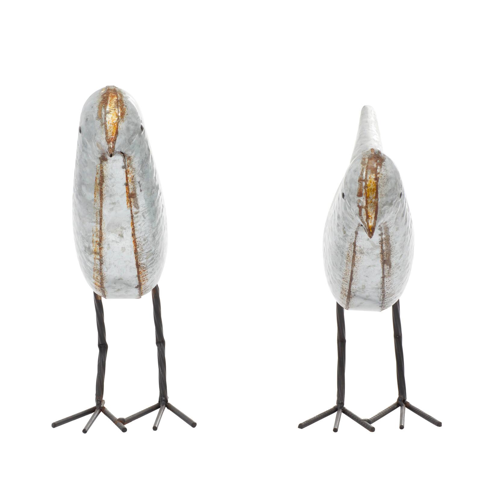 Gray Metal Farmhouse Bird Sculpture Set