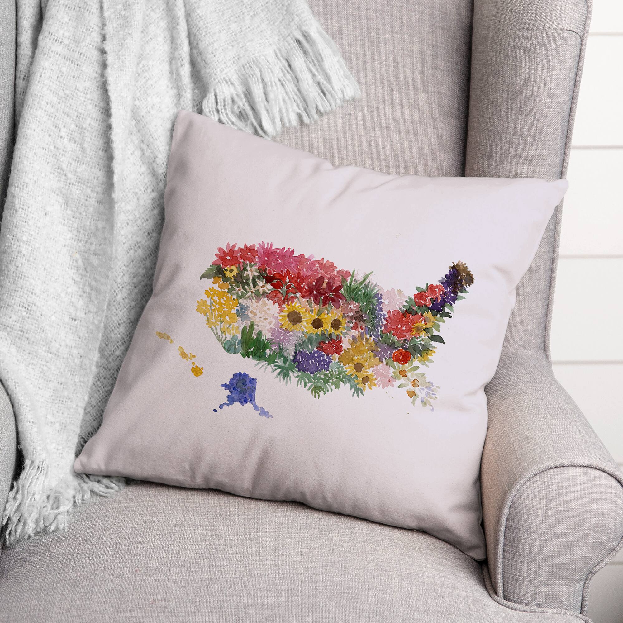 Floral USA 18" x 18" Throw Pillow