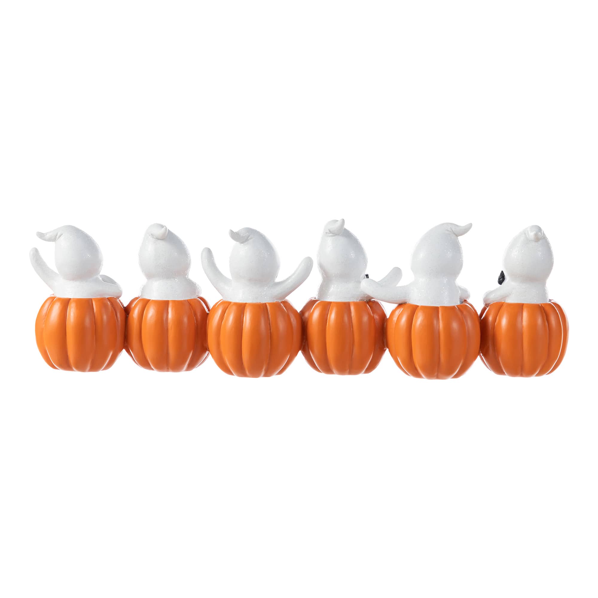 Glitzhome&#xAE; 15.5&#x22;L Halloween Polyresin SPOOKY Ghost Pumpkin Table Decor