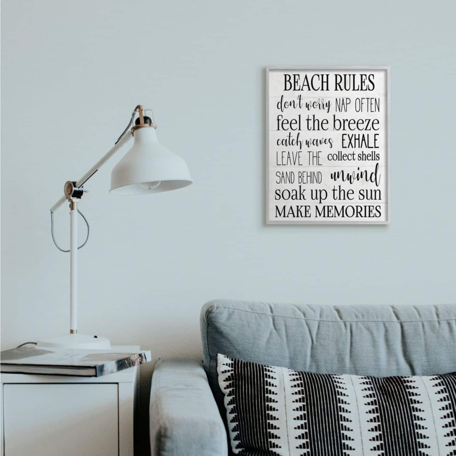 Stupell Industries Beach House Rules Gray Wood Framed Wall Art
