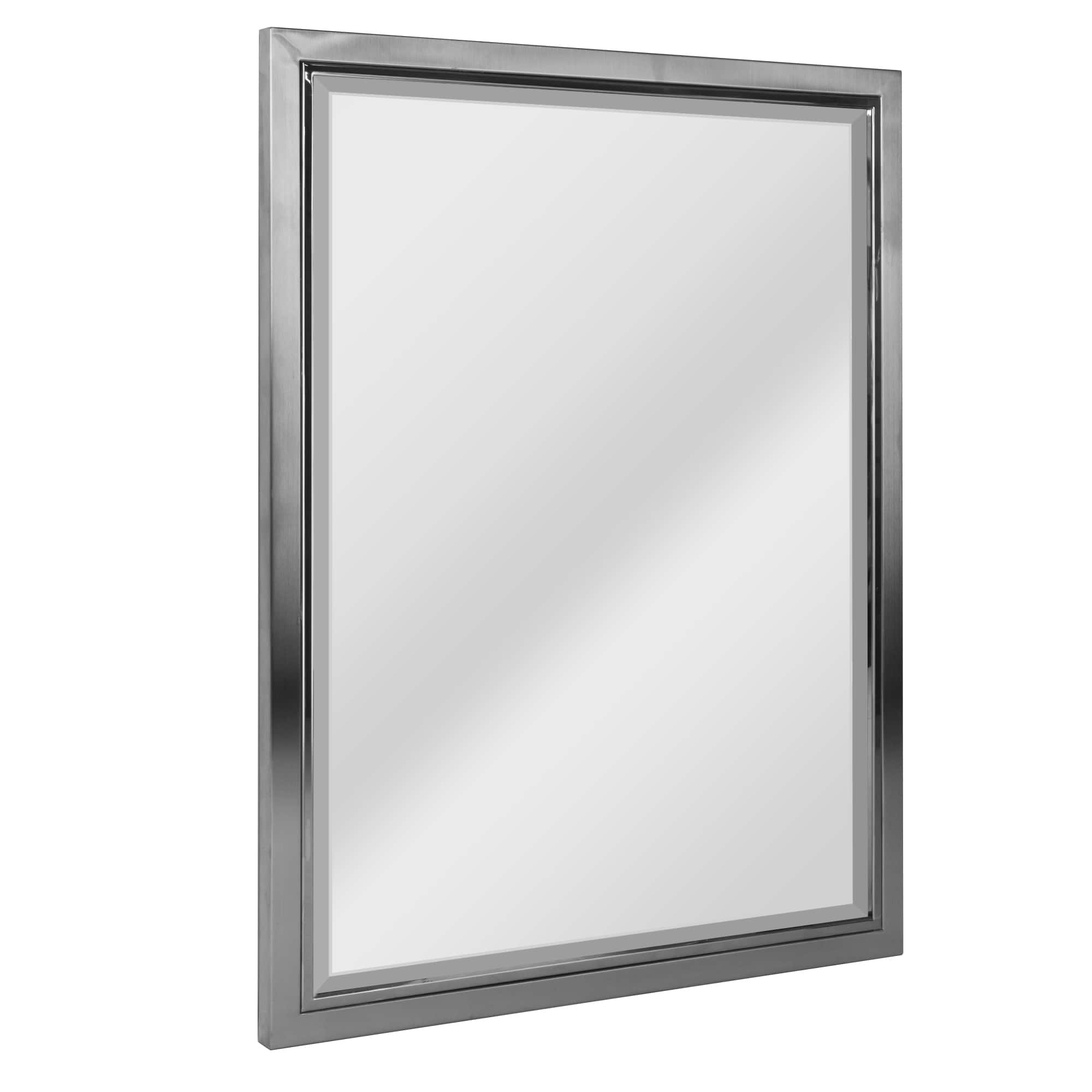 Head West Nickel &#x26; Chrome Framed Wall Vanity Mirror