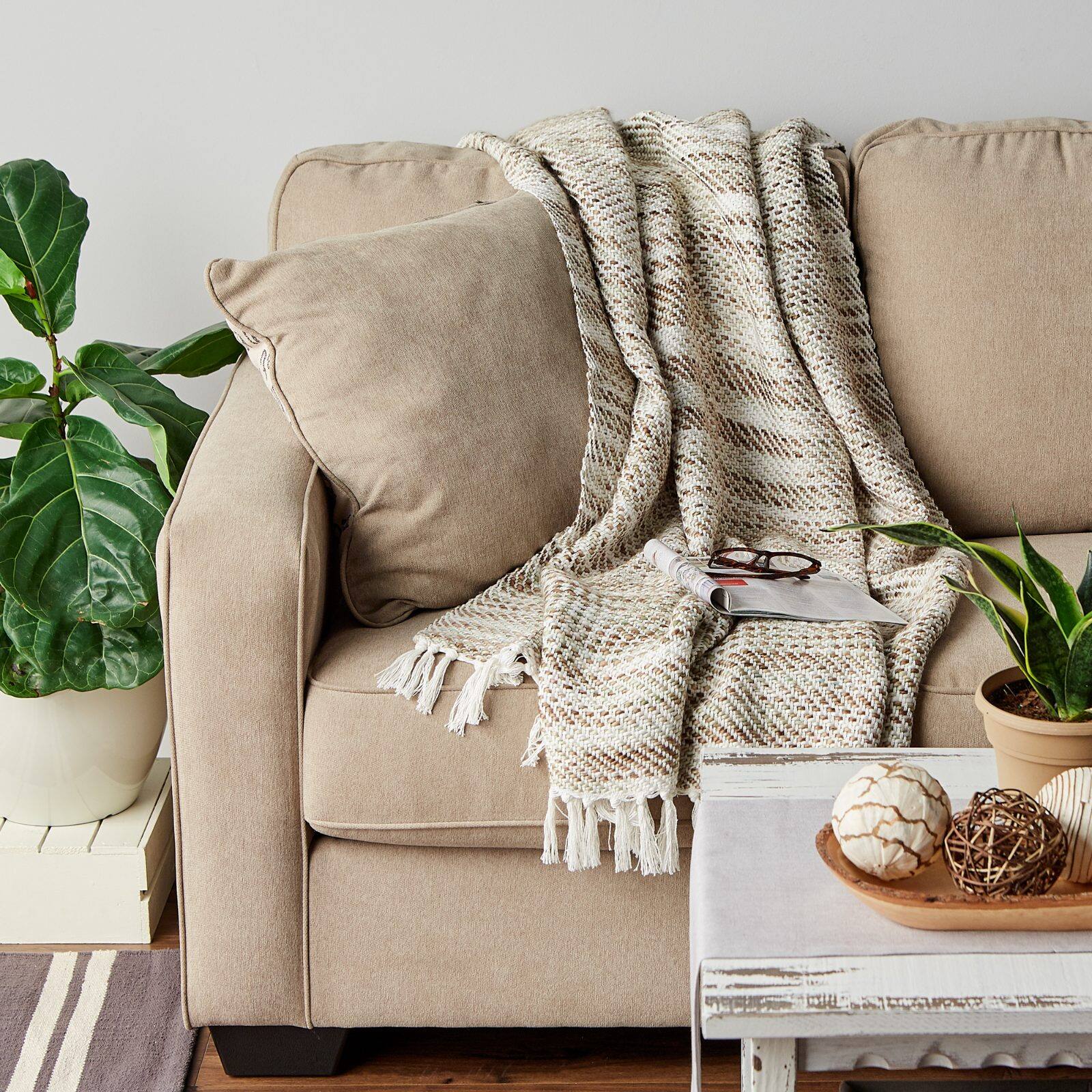 DII® Natural Tone Diagonal Stripe Acrylic Throw