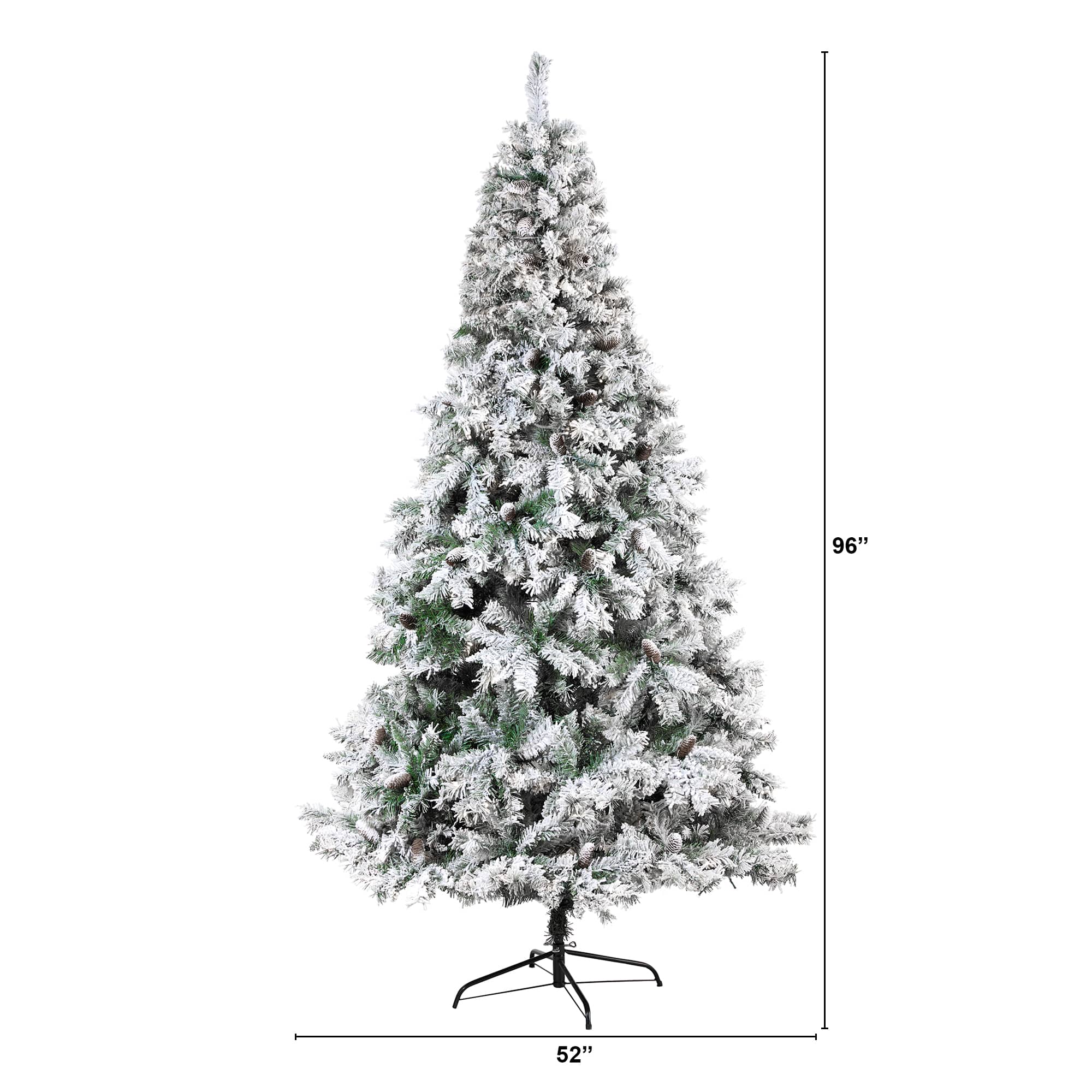 8ft. Unlit Flocked White River Mountain Pine & Pinecones Artificial Christmas Tree