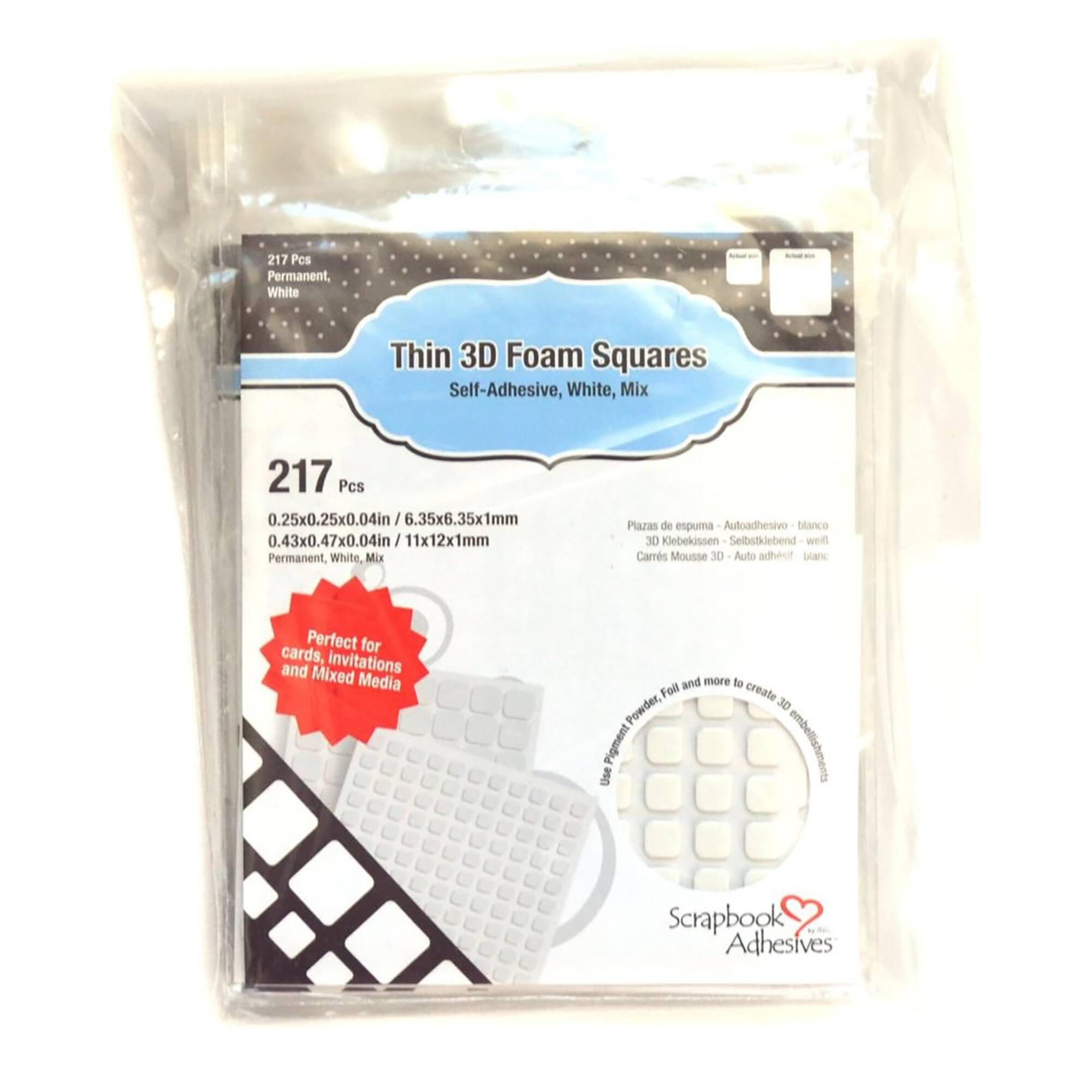 Scrapbook Adhesives by 3L® 1mm Thin 3D Foam Square Packs, 10ct.
