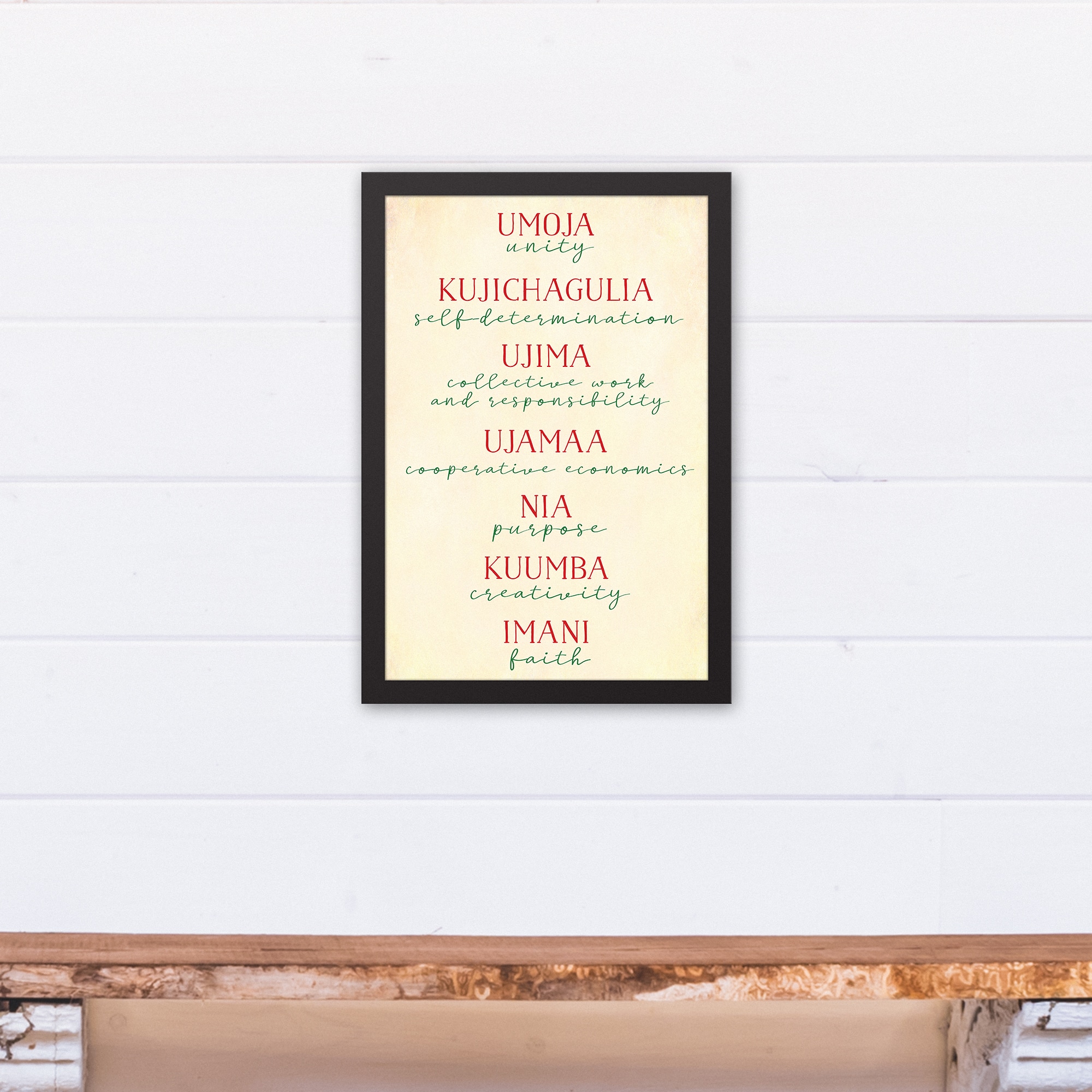 Principles of Kwanzaa Black Framed Canvas Wall Art