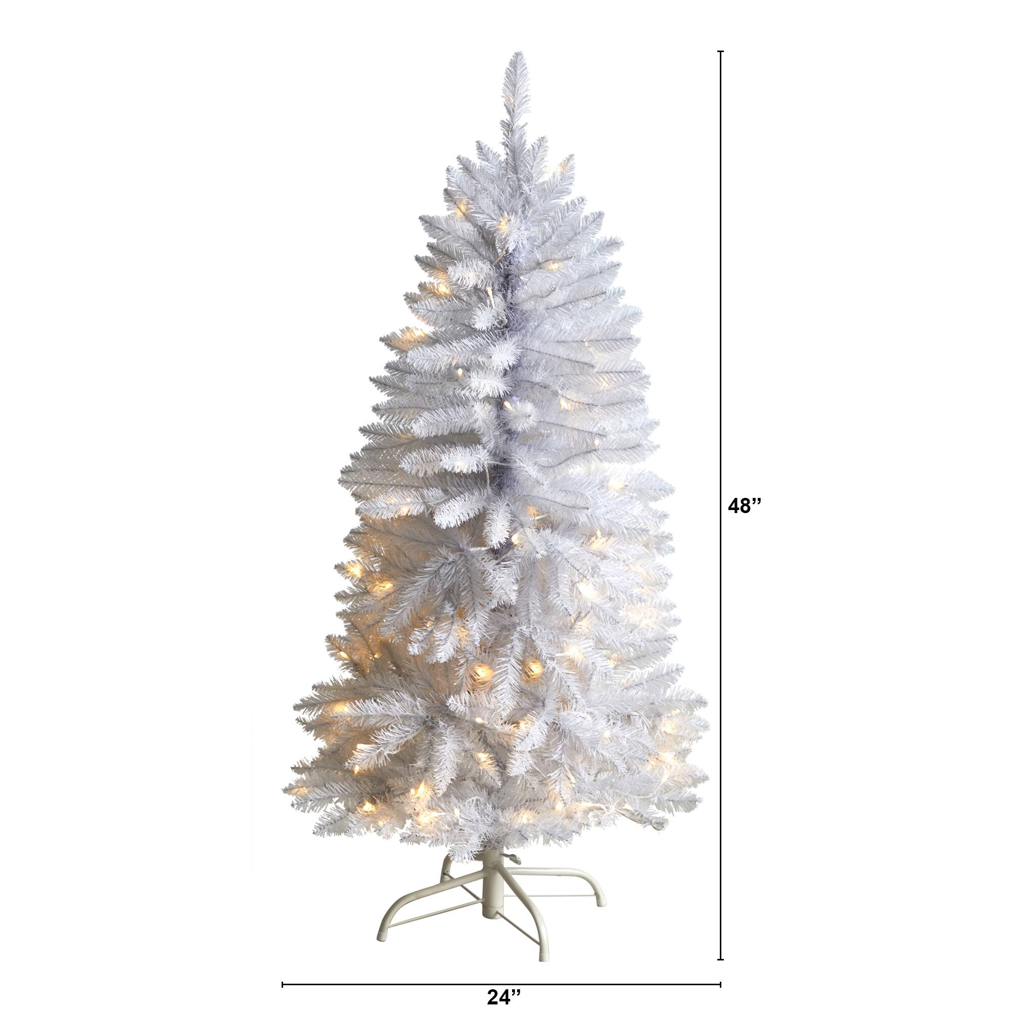 4ft. Pre-Lit White Artificial Christmas Tree, Warm White LED Lights